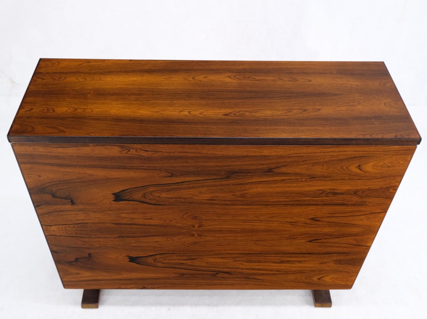 EstablishedLines Made in Norway Danish Modern Bent Rosewood Plywood Legs Drop Leaf Dining Table