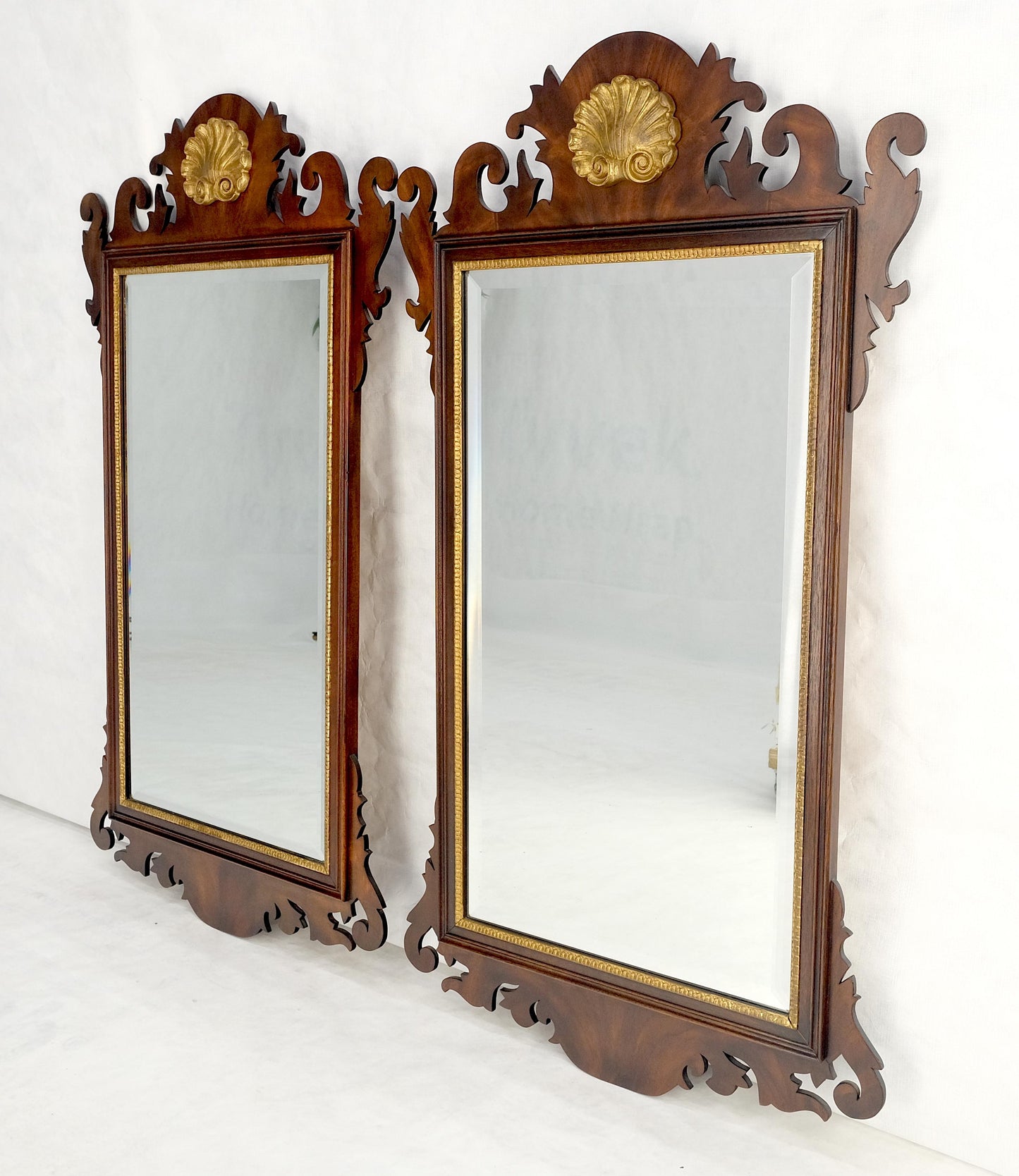EstablishedLines Pair Flame Mahogany Virginia Galleries Hankel Harris Beveled Wall Mirrors MINT!