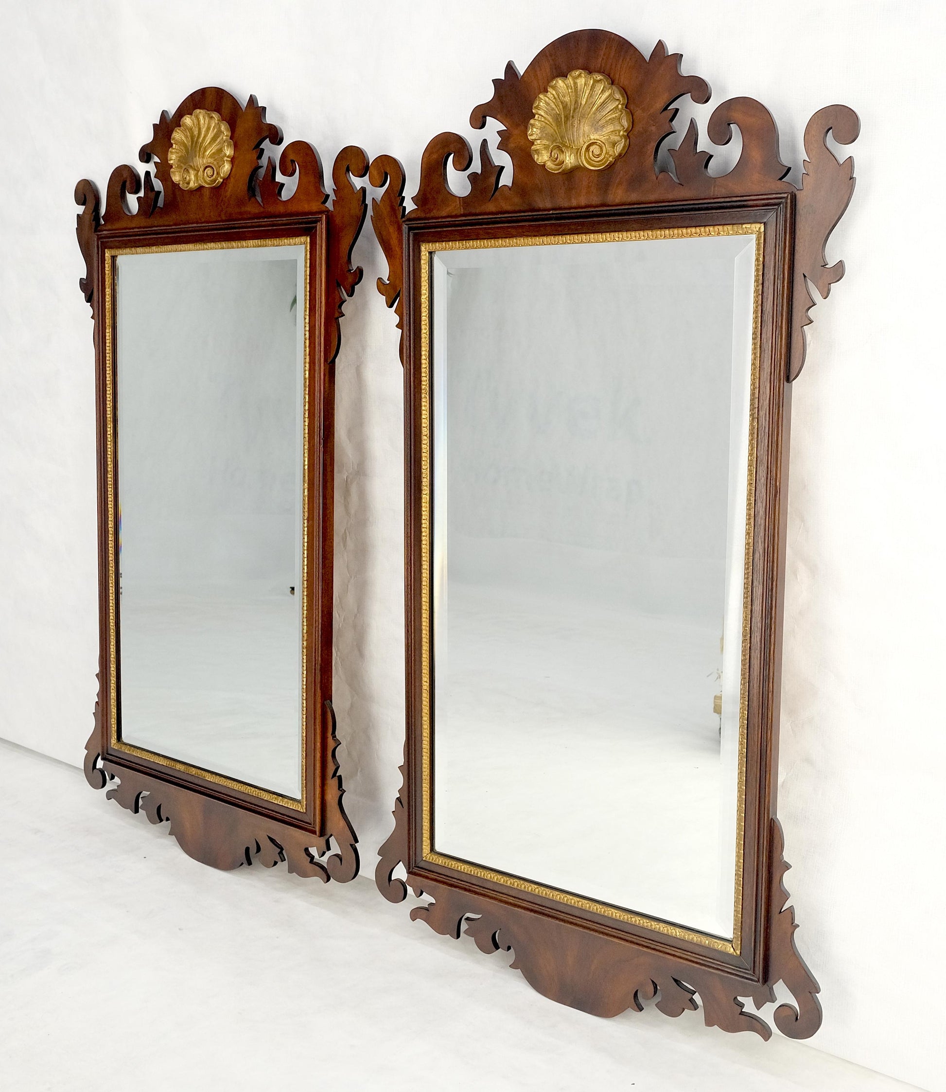 EstablishedLines Pair Flame Mahogany Virginia Galleries Hankel Harris Beveled Wall Mirrors MINT!