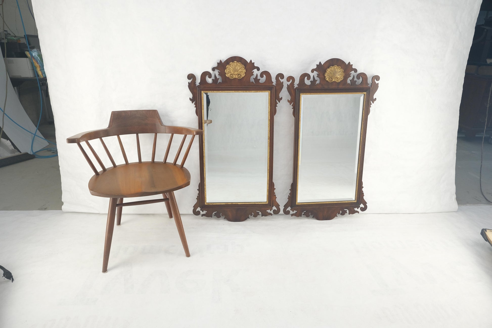 EstablishedLines Pair Flame Mahogany Virginia Galleries Hankel Harris Beveled Wall Mirrors MINT!