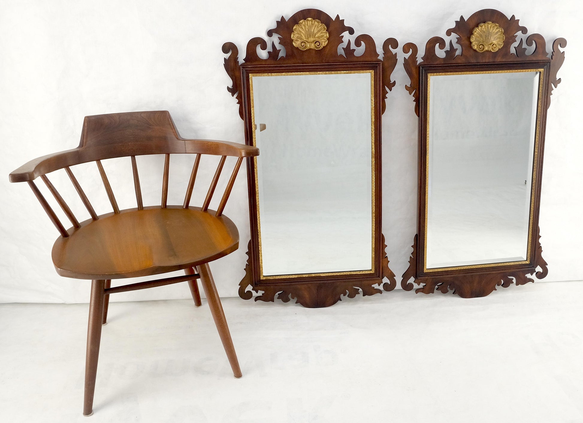 EstablishedLines Pair Flame Mahogany Virginia Galleries Hankel Harris Beveled Wall Mirrors MINT!