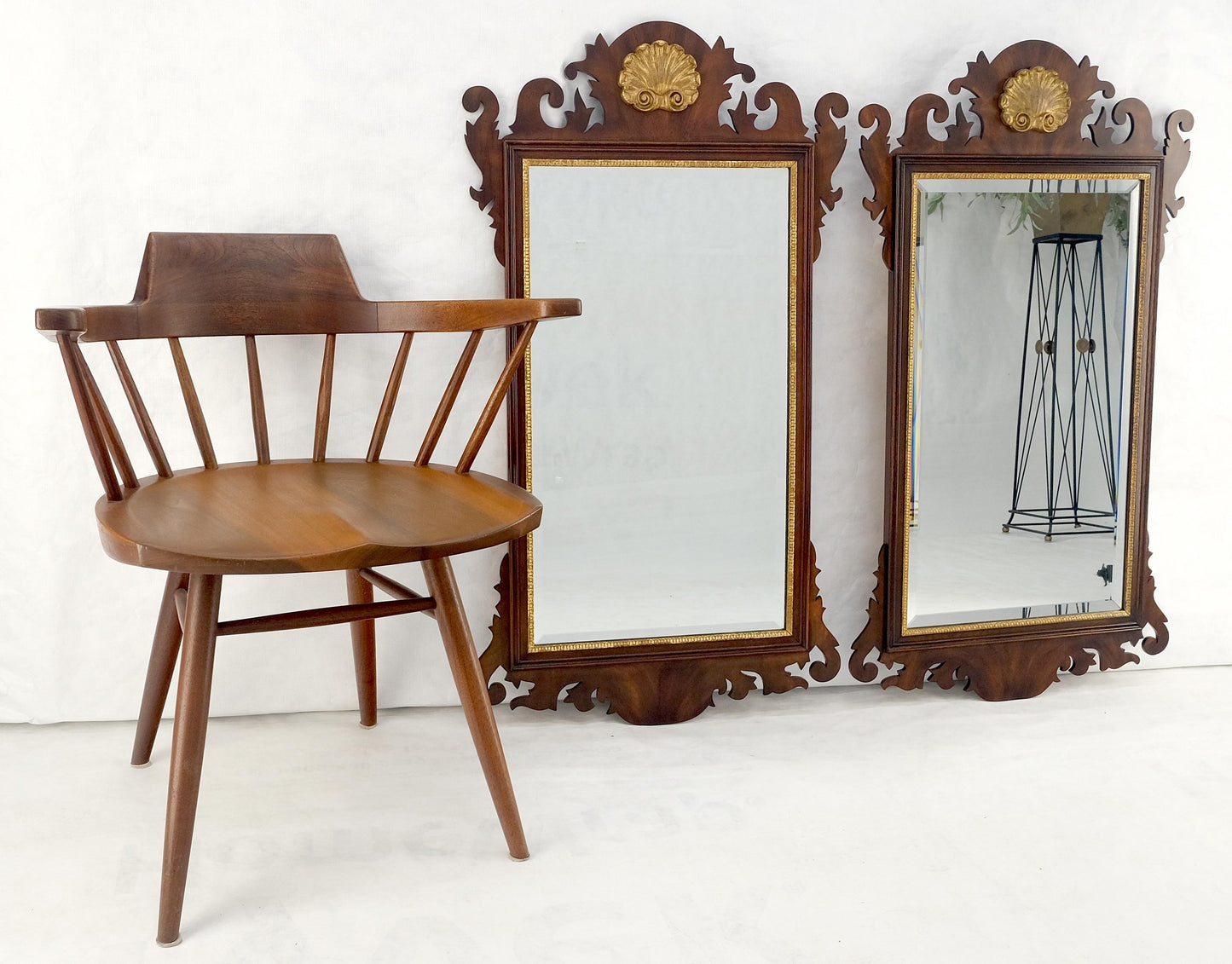 EstablishedLines Pair Flame Mahogany Virginia Galleries Hankel Harris Beveled Wall Mirrors MINT!