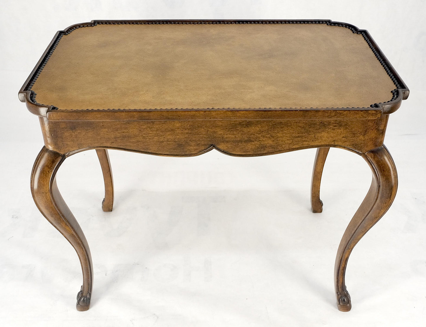 EstablishedLines Cabriole Leg Rectangular Decorative Accent Center Table Gueridon Brass Tack MINT