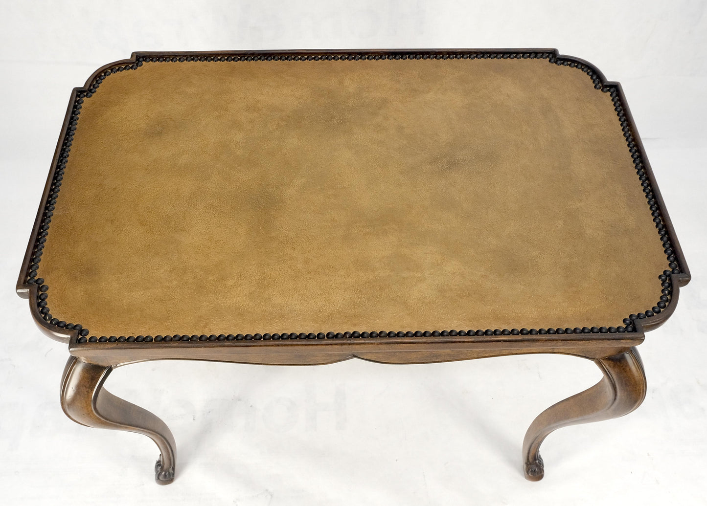 EstablishedLines Cabriole Leg Rectangular Decorative Accent Center Table Gueridon Brass Tack MINT
