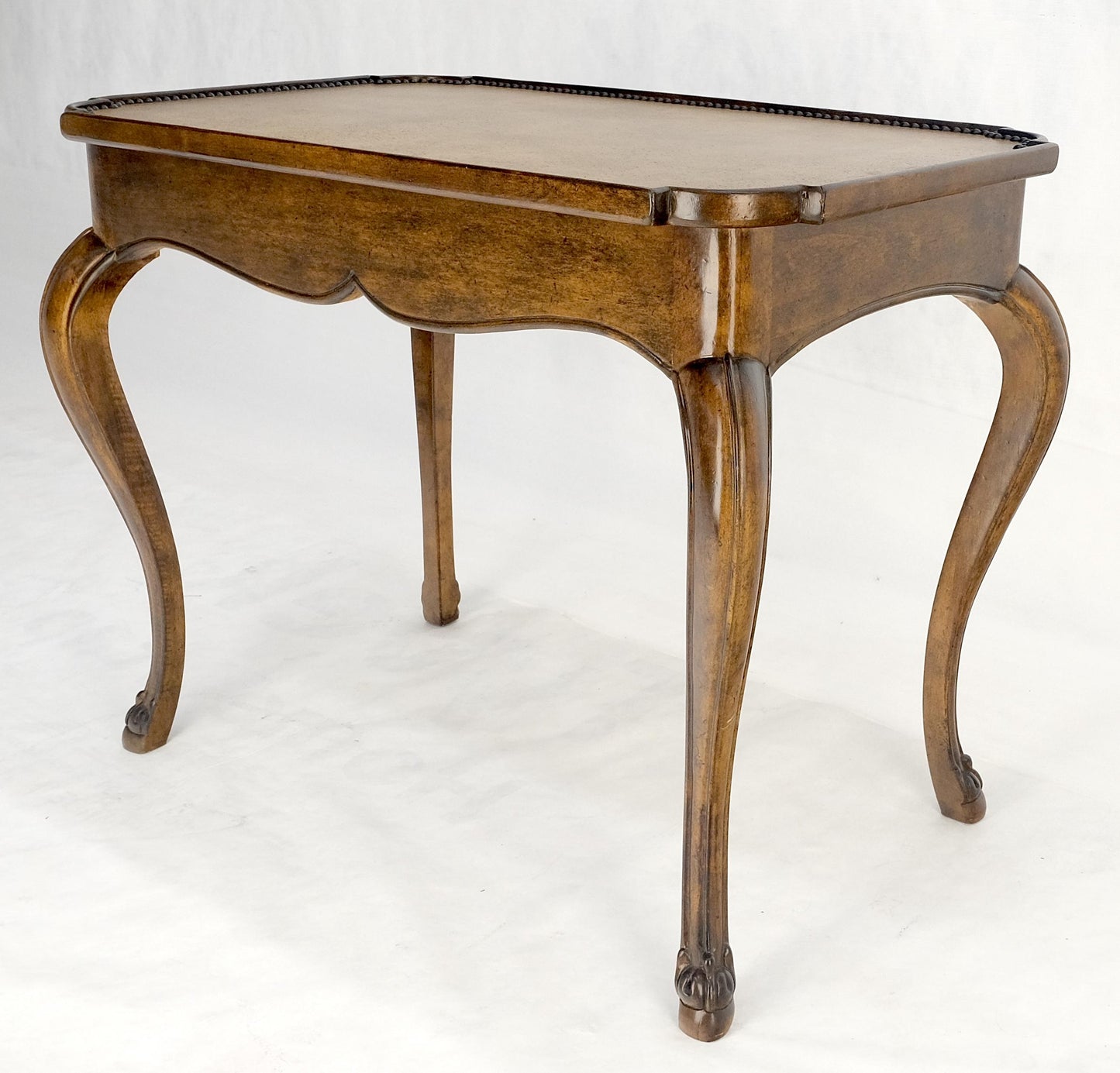 EstablishedLines Cabriole Leg Rectangular Decorative Accent Center Table Gueridon Brass Tack MINT