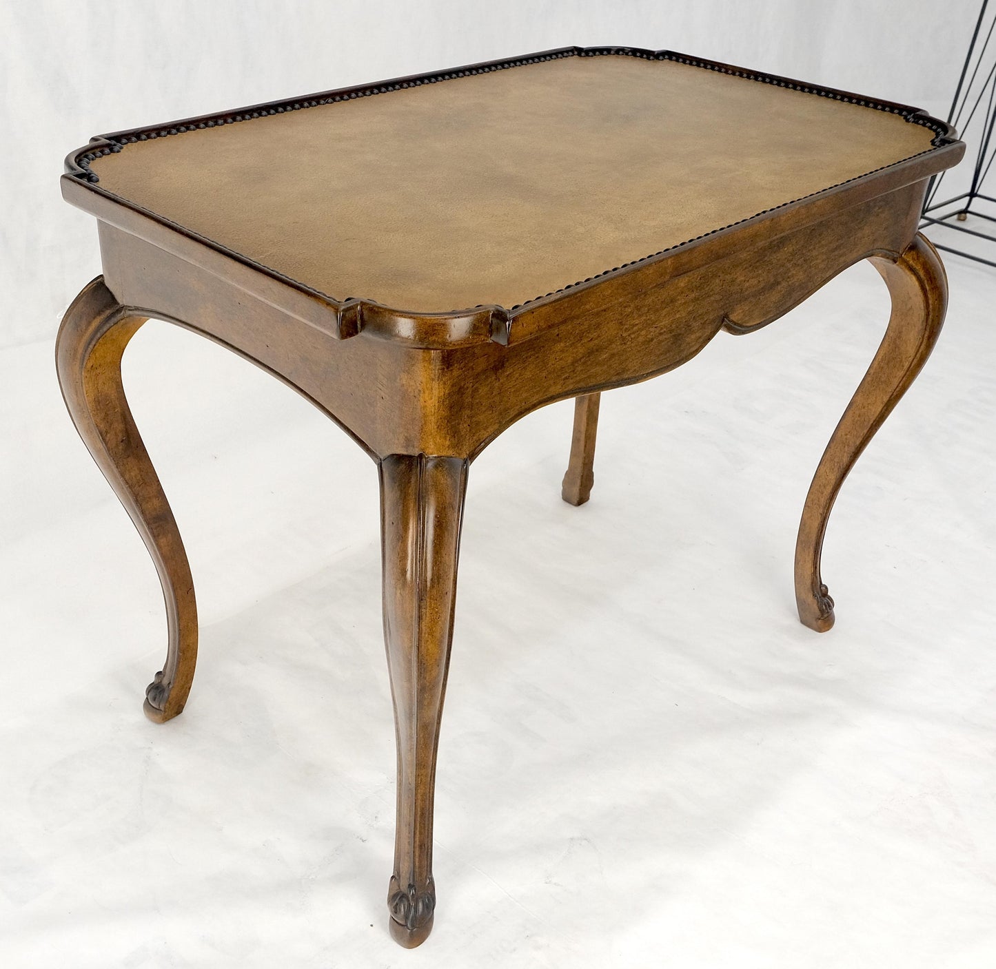 EstablishedLines Cabriole Leg Rectangular Decorative Accent Center Table Gueridon Brass Tack MINT