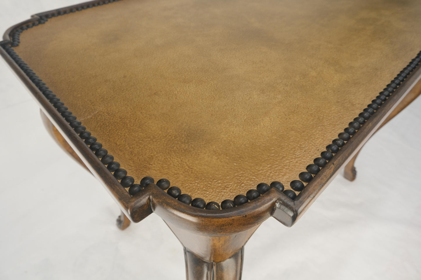 EstablishedLines Cabriole Leg Rectangular Decorative Accent Center Table Gueridon Brass Tack MINT