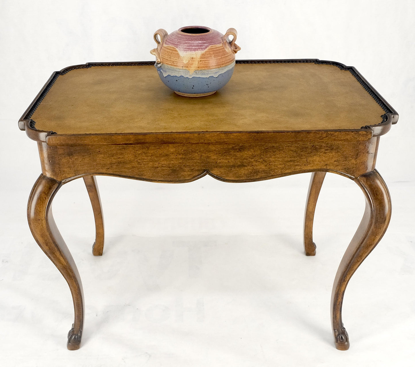 EstablishedLines Cabriole Leg Rectangular Decorative Accent Center Table Gueridon Brass Tack MINT