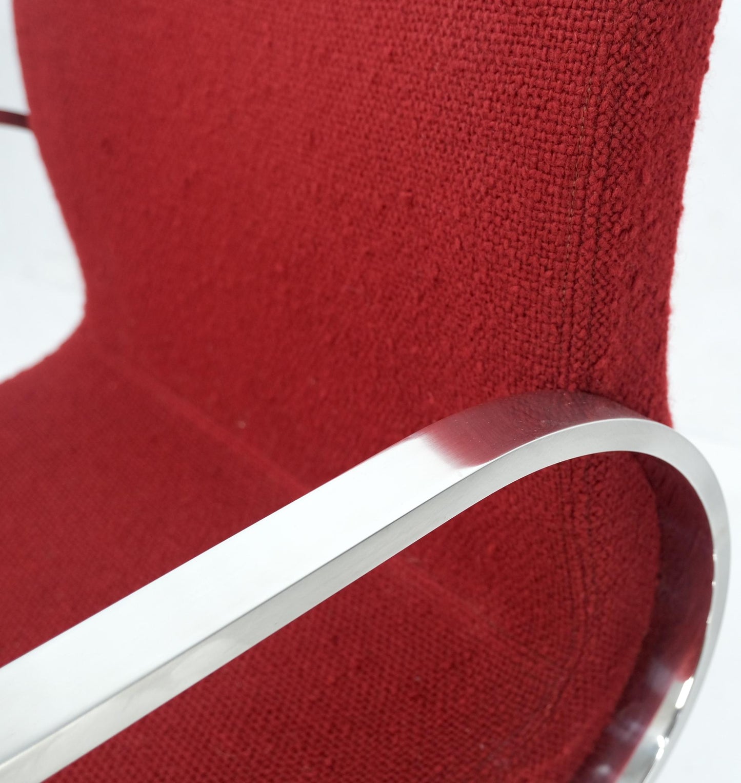 EstablishedLines Pair Heavy Solid Stainless Steel Formed Bend Frame Side Lounge Chairs Red Uphols