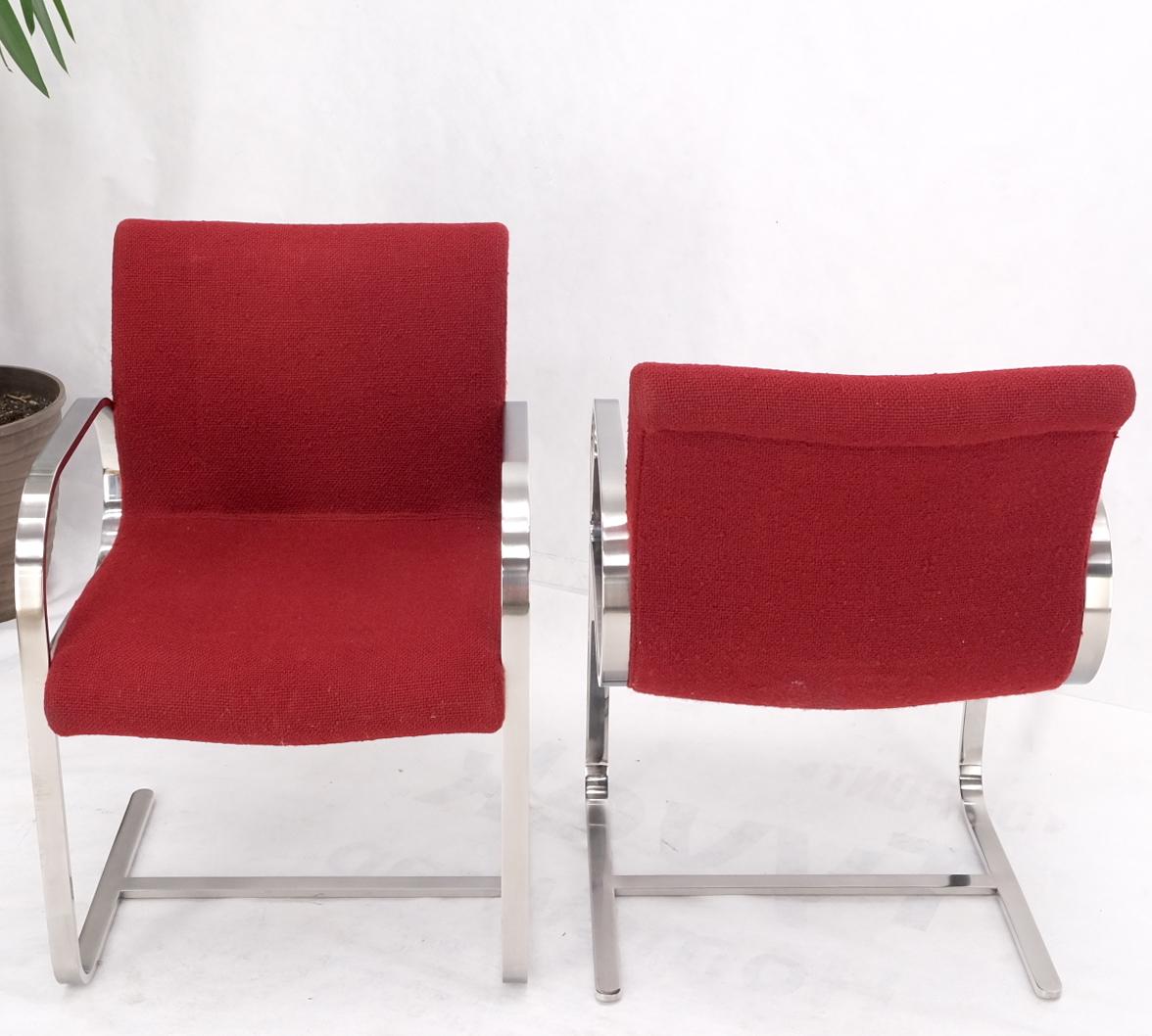 EstablishedLines Pair Heavy Solid Stainless Steel Formed Bend Frame Side Lounge Chairs Red Uphols
