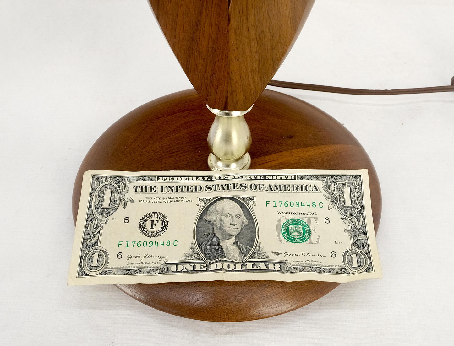 EstablishedLines Pair of Mid Century Modern Oiled Walnut Turned Bases c1970s Table Lamps MINT