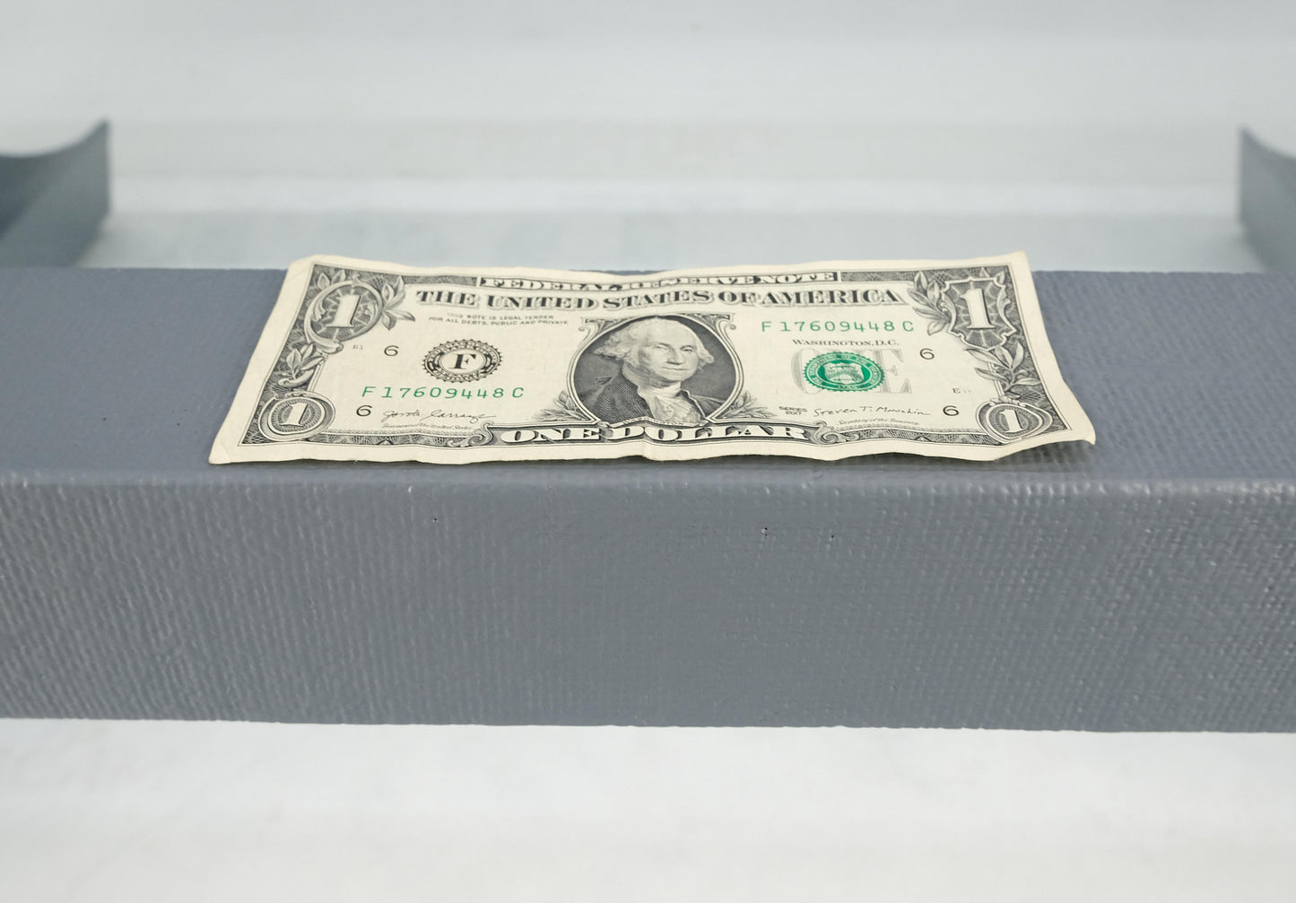 EstablishedLines Linen Cloth Wrapped Silver Grey C Scroll Shape Glass Top MCM Coffee Table MINT