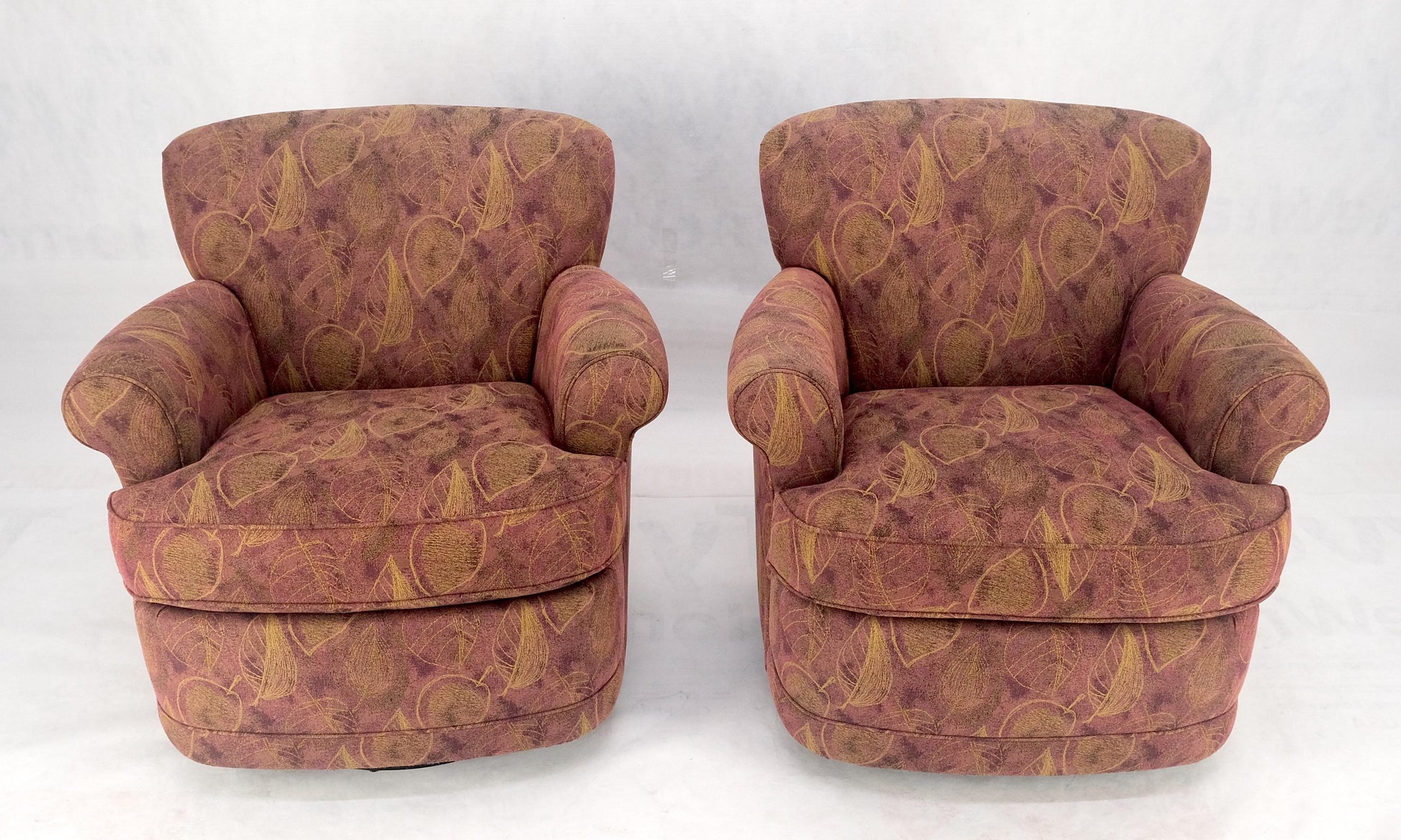 EstablishedLines Pair Barrel Round Back Swivel & Rocking-Gliding Tub Lounge Chairs Baughman MINT!