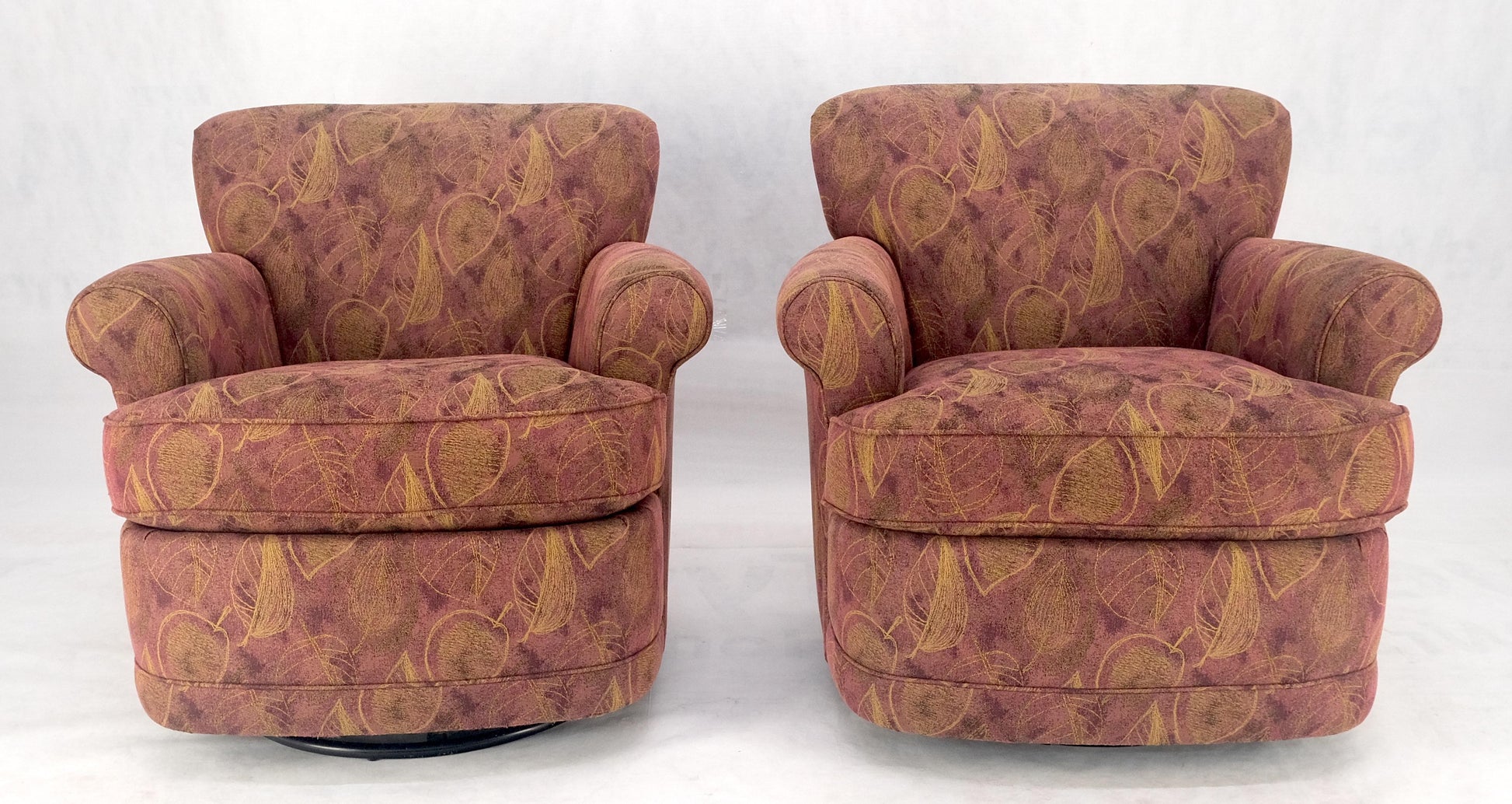 EstablishedLines Pair Barrel Round Back Swivel & Rocking-Gliding Tub Lounge Chairs Baughman MINT!