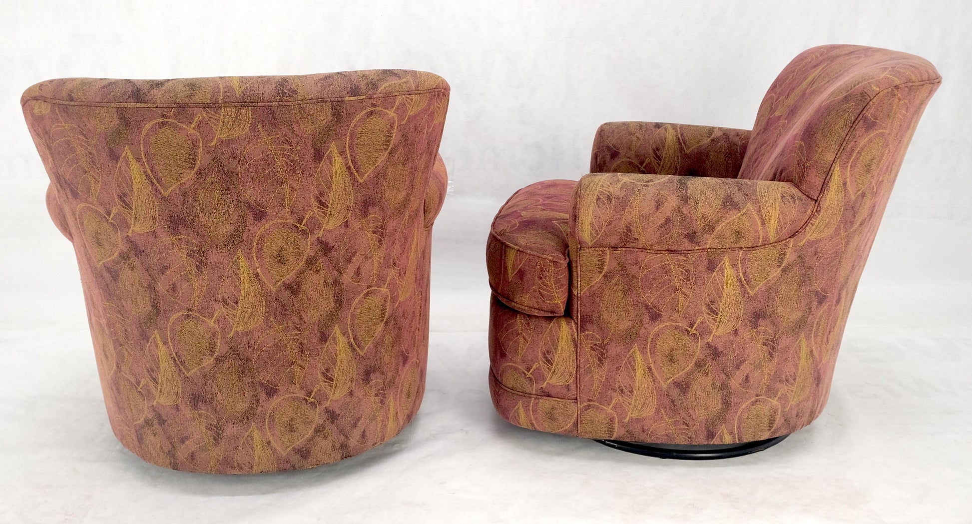 EstablishedLines Pair Barrel Round Back Swivel & Rocking-Gliding Tub Lounge Chairs Baughman MINT!