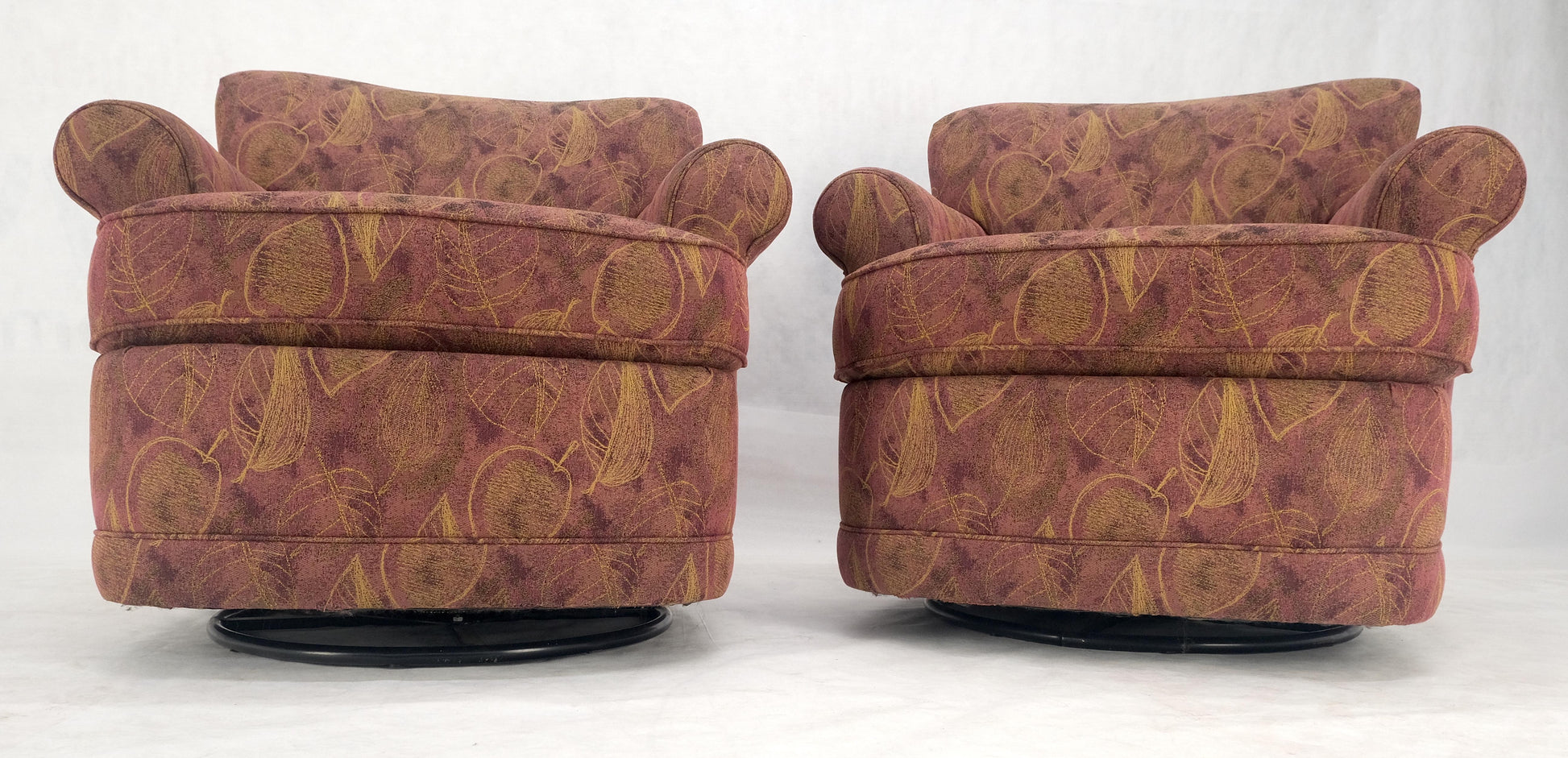 EstablishedLines Pair Barrel Round Back Swivel & Rocking-Gliding Tub Lounge Chairs Baughman MINT!