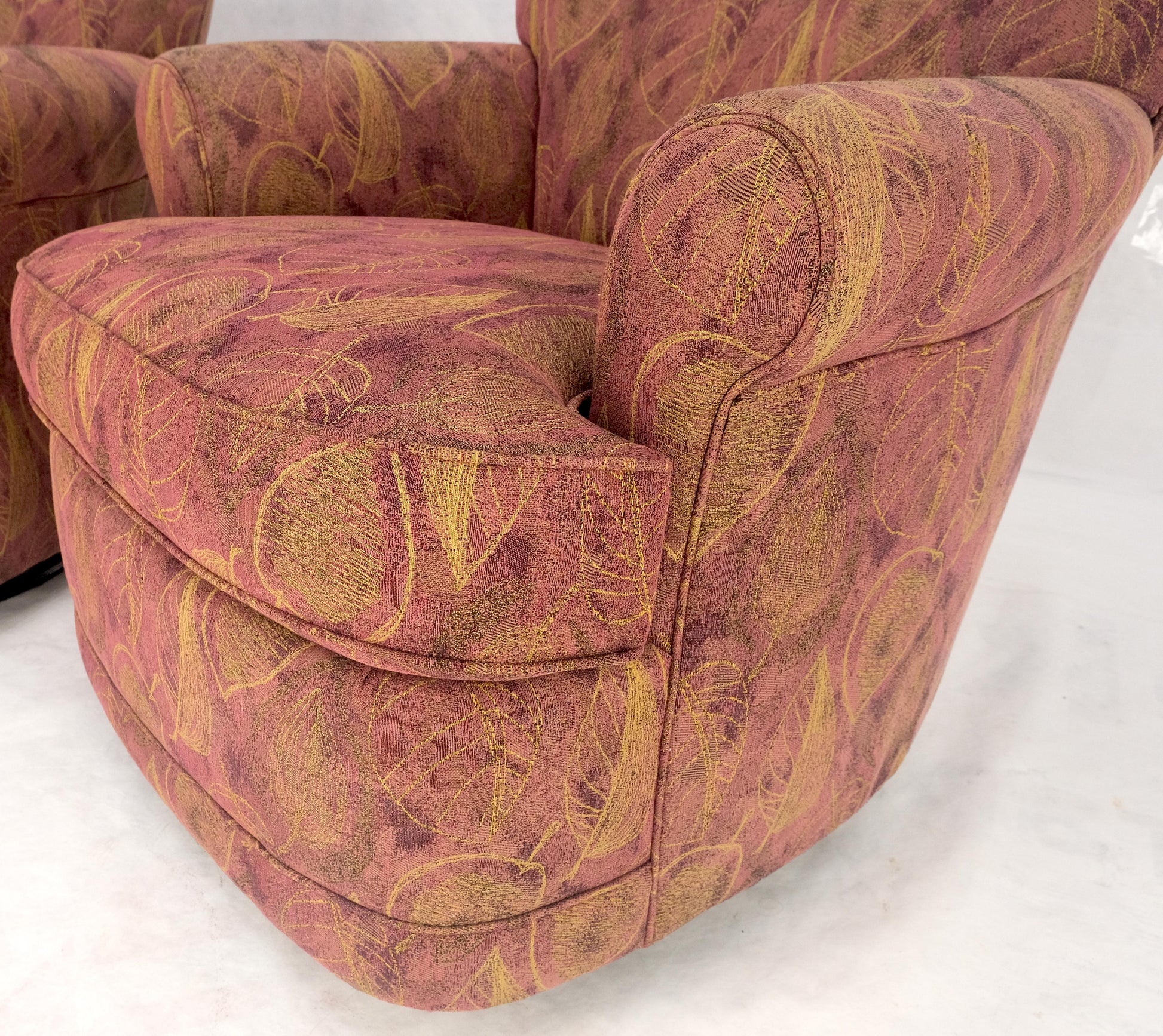 EstablishedLines Pair Barrel Round Back Swivel & Rocking-Gliding Tub Lounge Chairs Baughman MINT!