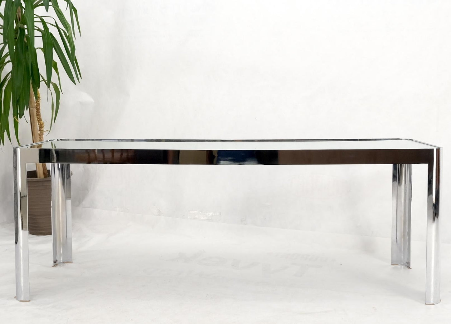 EstablishedLines Large & Long Rounded Corners Stainless Steel Chrome Rectangle Console Table