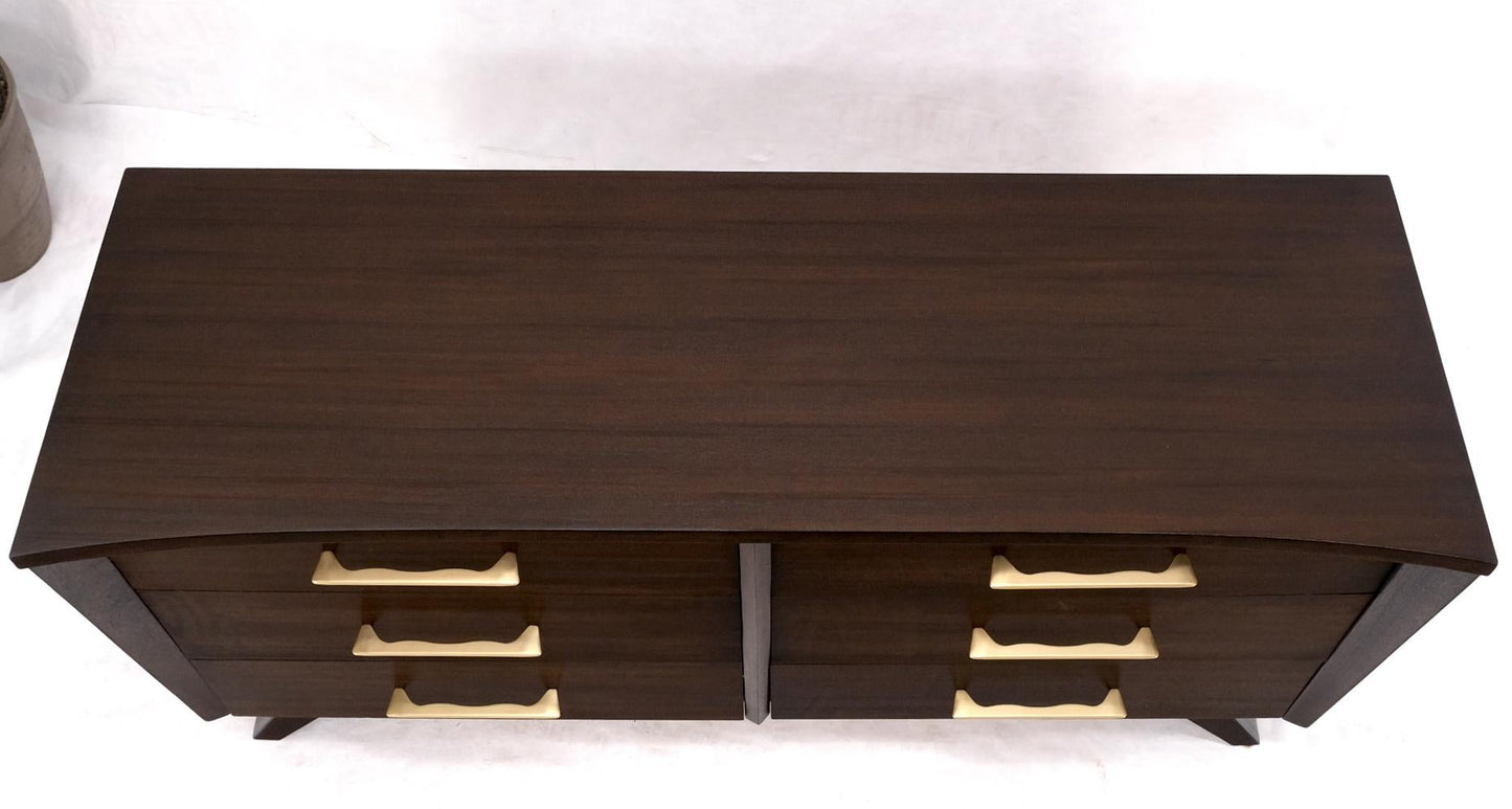 EstablishedLines Concave Front Sculptural Profile Large Pulls 6 Drawers Restored Espresso Dresser