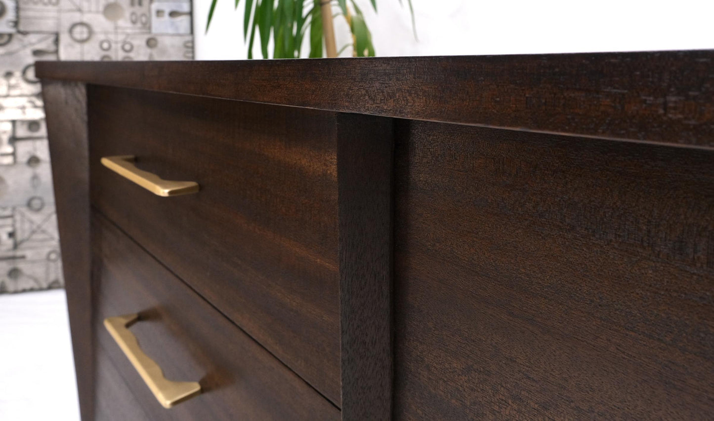 EstablishedLines Concave Front Sculptural Profile Large Pulls 6 Drawers Restored Espresso Dresser