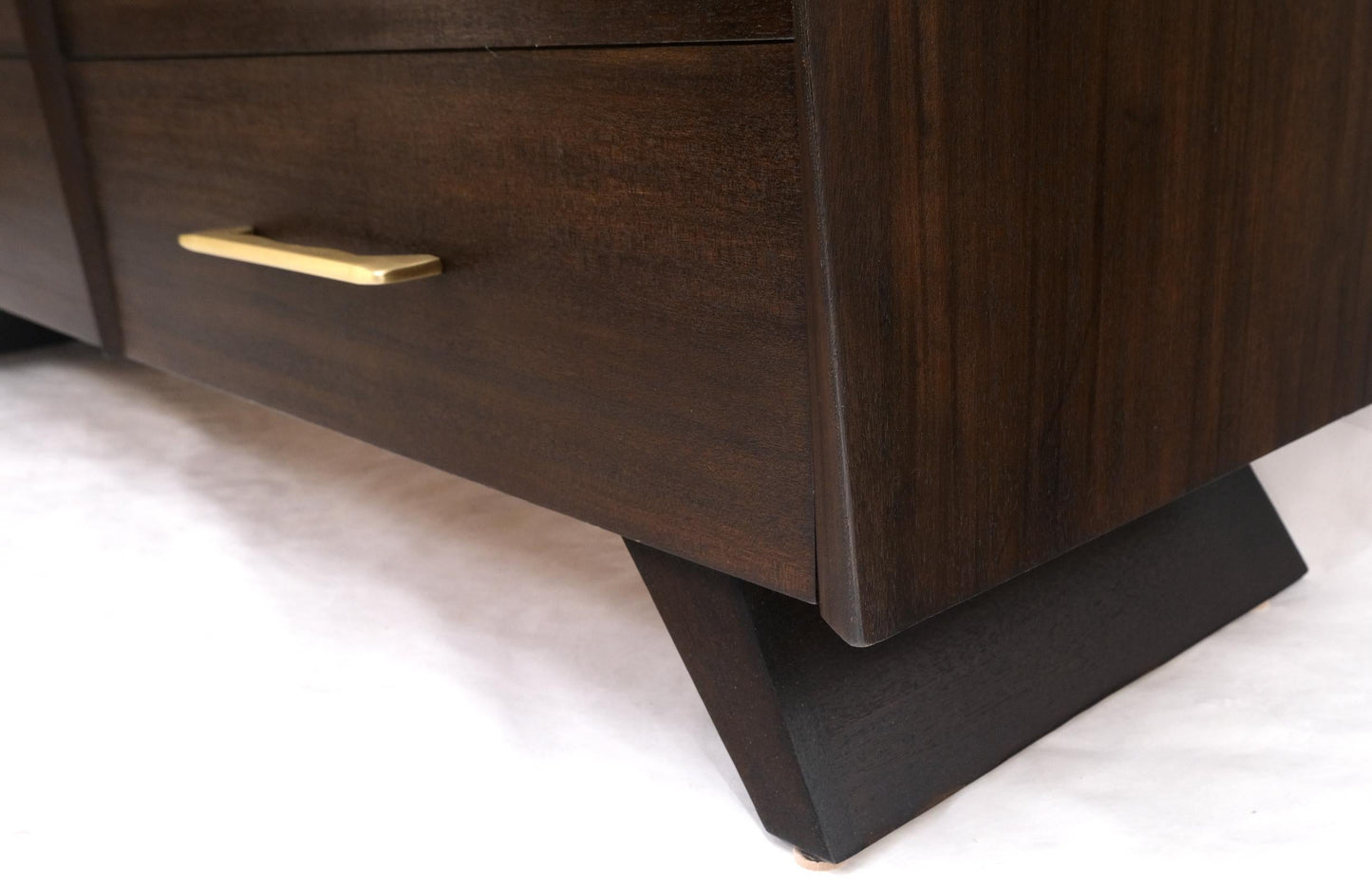 EstablishedLines Concave Front Sculptural Profile Large Pulls 6 Drawers Restored Espresso Dresser