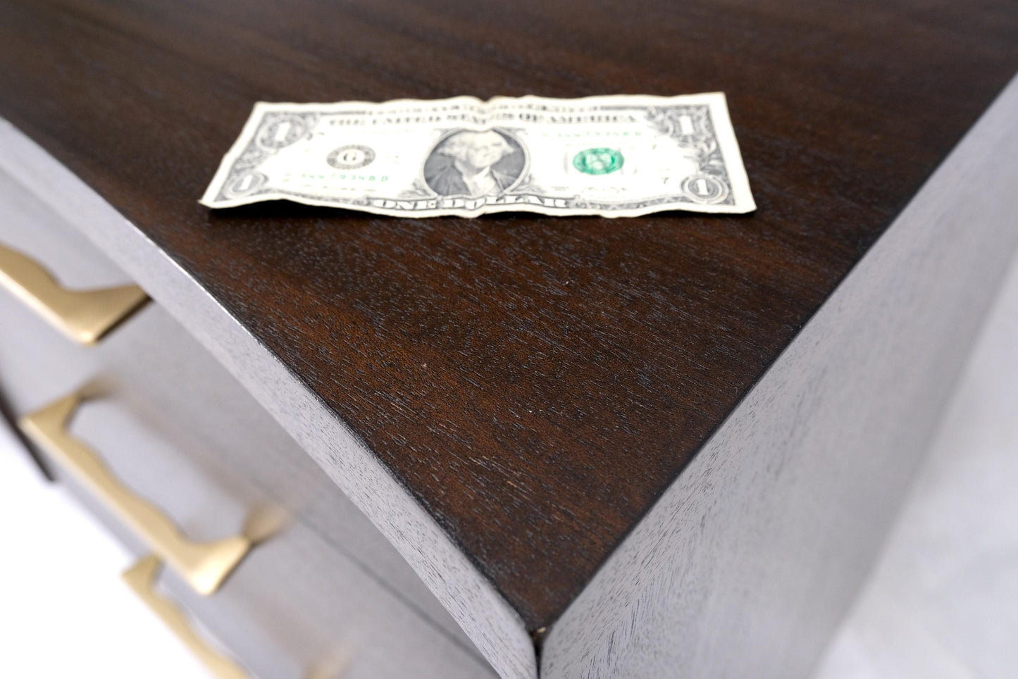 EstablishedLines Concave Front Sculptural Profile Large Pulls 6 Drawers Restored Espresso Dresser