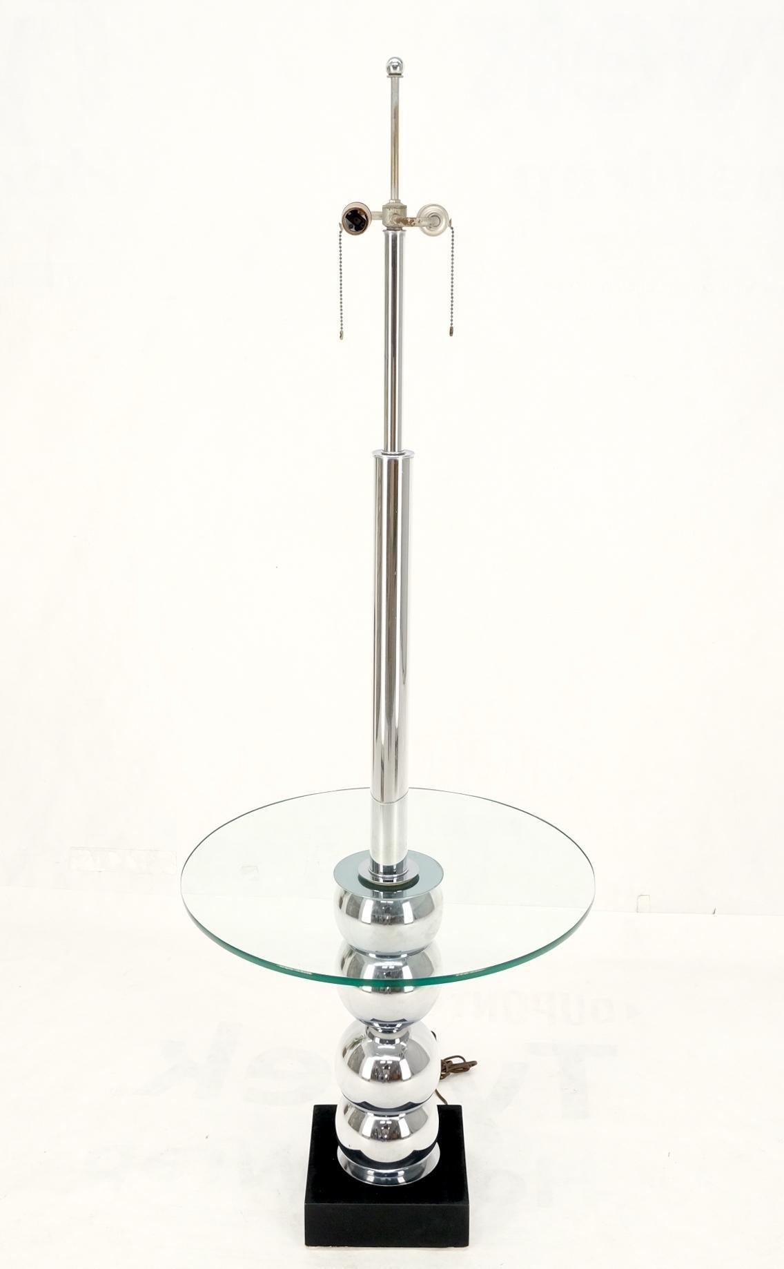 EstablishedLines Pancaked Chrome Spheres Base Glass Top End Table Floor Lamp Mid-Century Modern