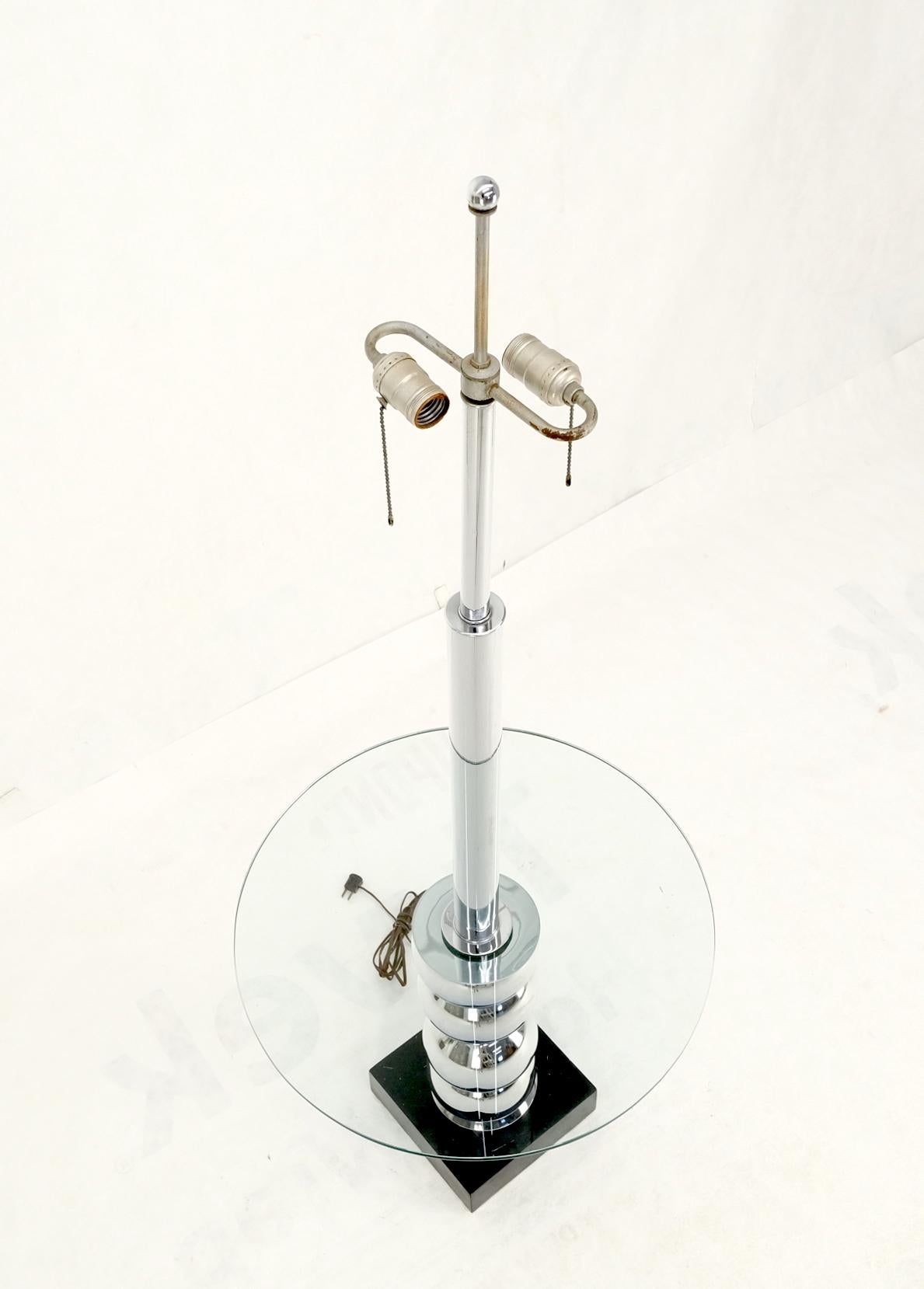 EstablishedLines Pancaked Chrome Spheres Base Glass Top End Table Floor Lamp Mid-Century Modern