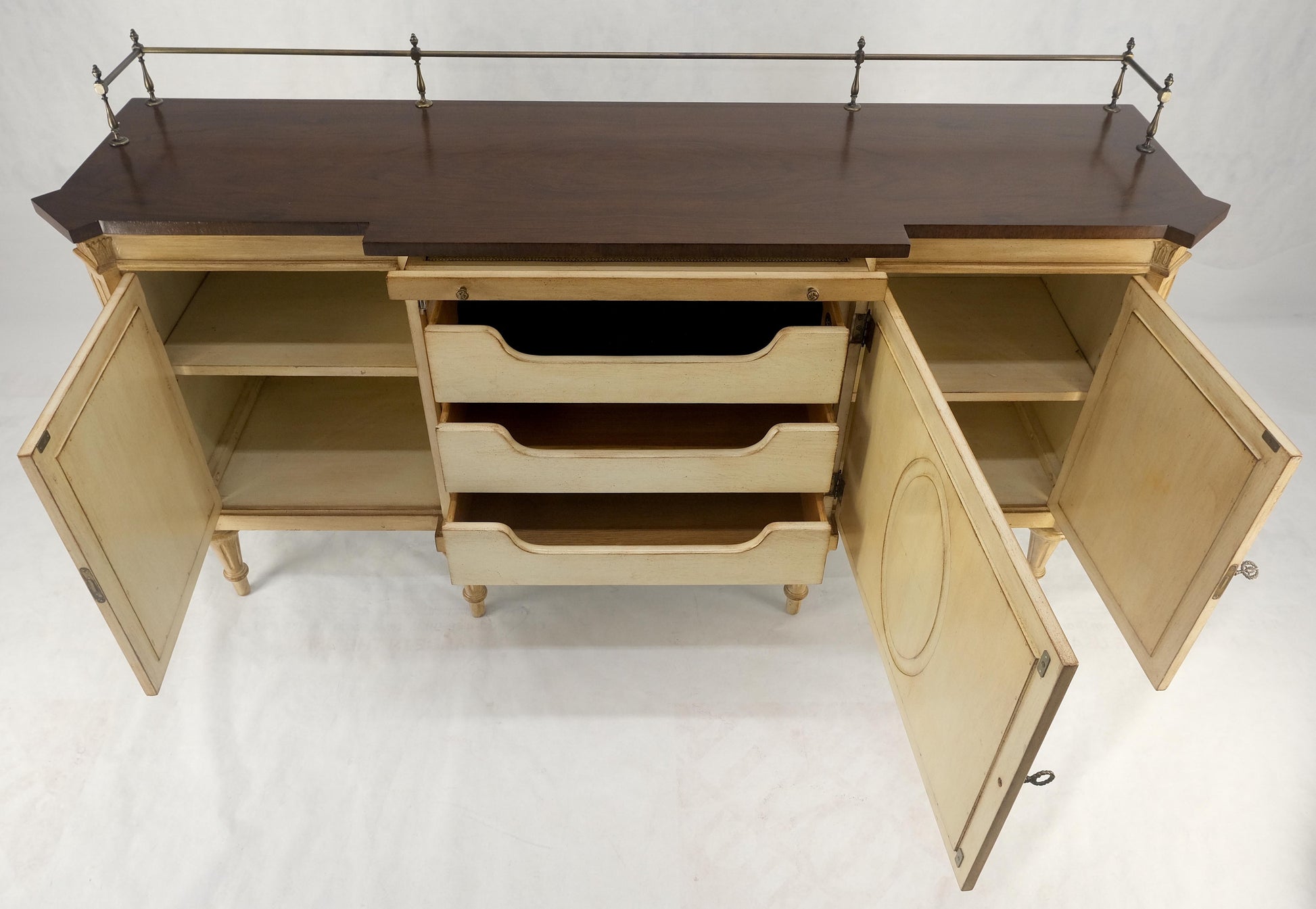 EstablishedLines Kargers Rosewood Brass Gallery Top Fitted Drawers Sideboard Buffet Credenza MINT