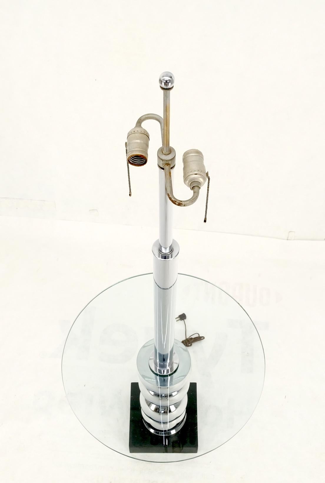 EstablishedLines Pancaked Chrome Spheres Base Glass Top End Table Floor Lamp Mid-Century Modern