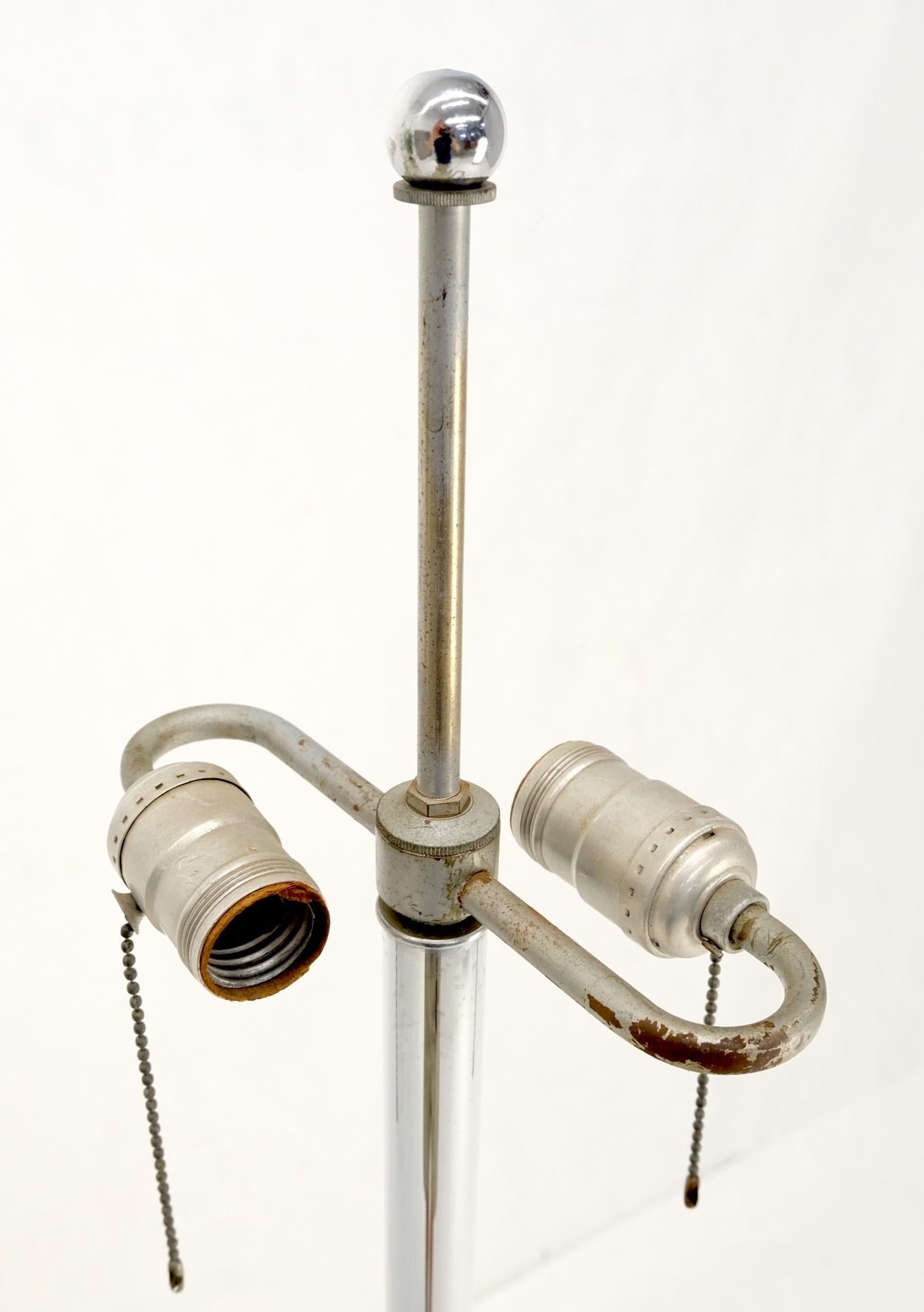 EstablishedLines Pancaked Chrome Spheres Base Glass Top End Table Floor Lamp Mid-Century Modern