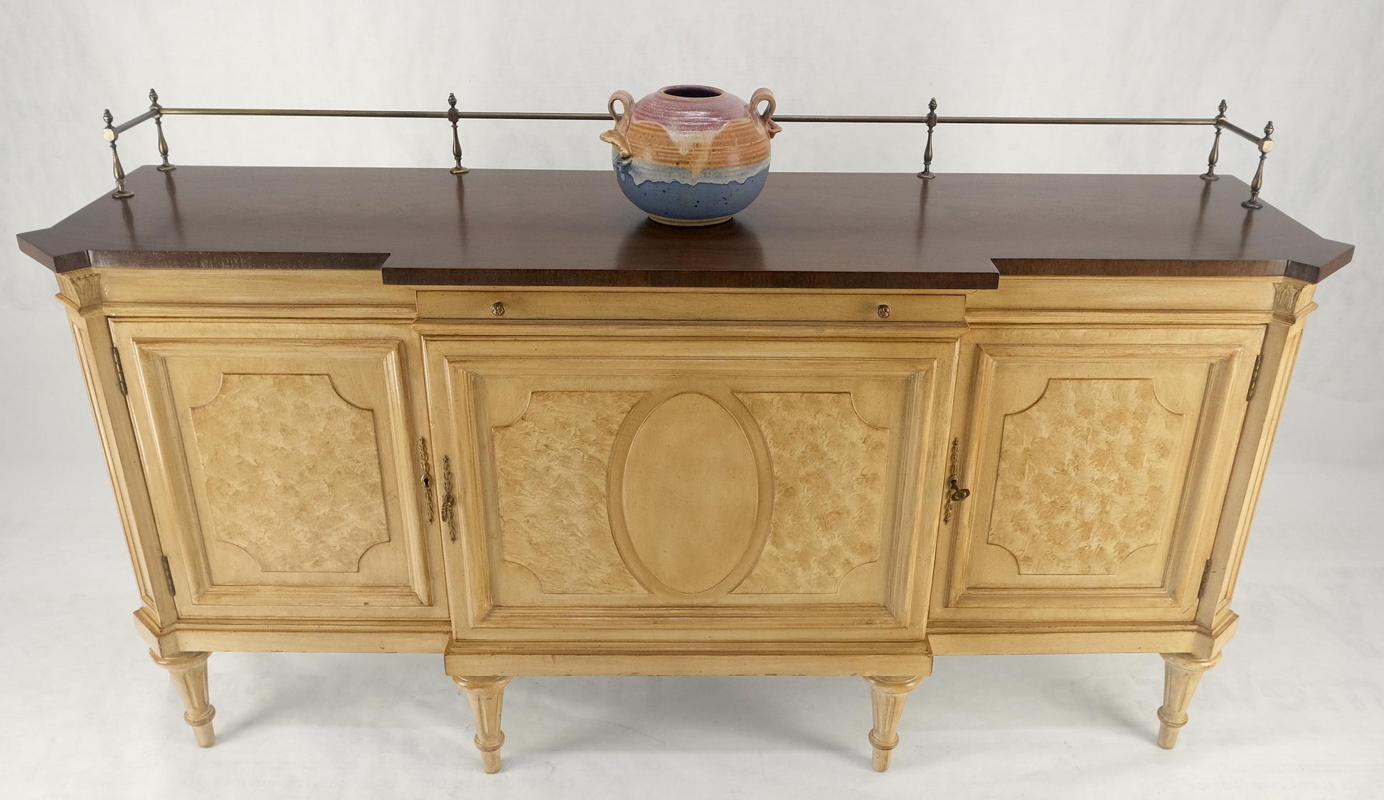 EstablishedLines Kargers Rosewood Brass Gallery Top Fitted Drawers Sideboard Buffet Credenza MINT