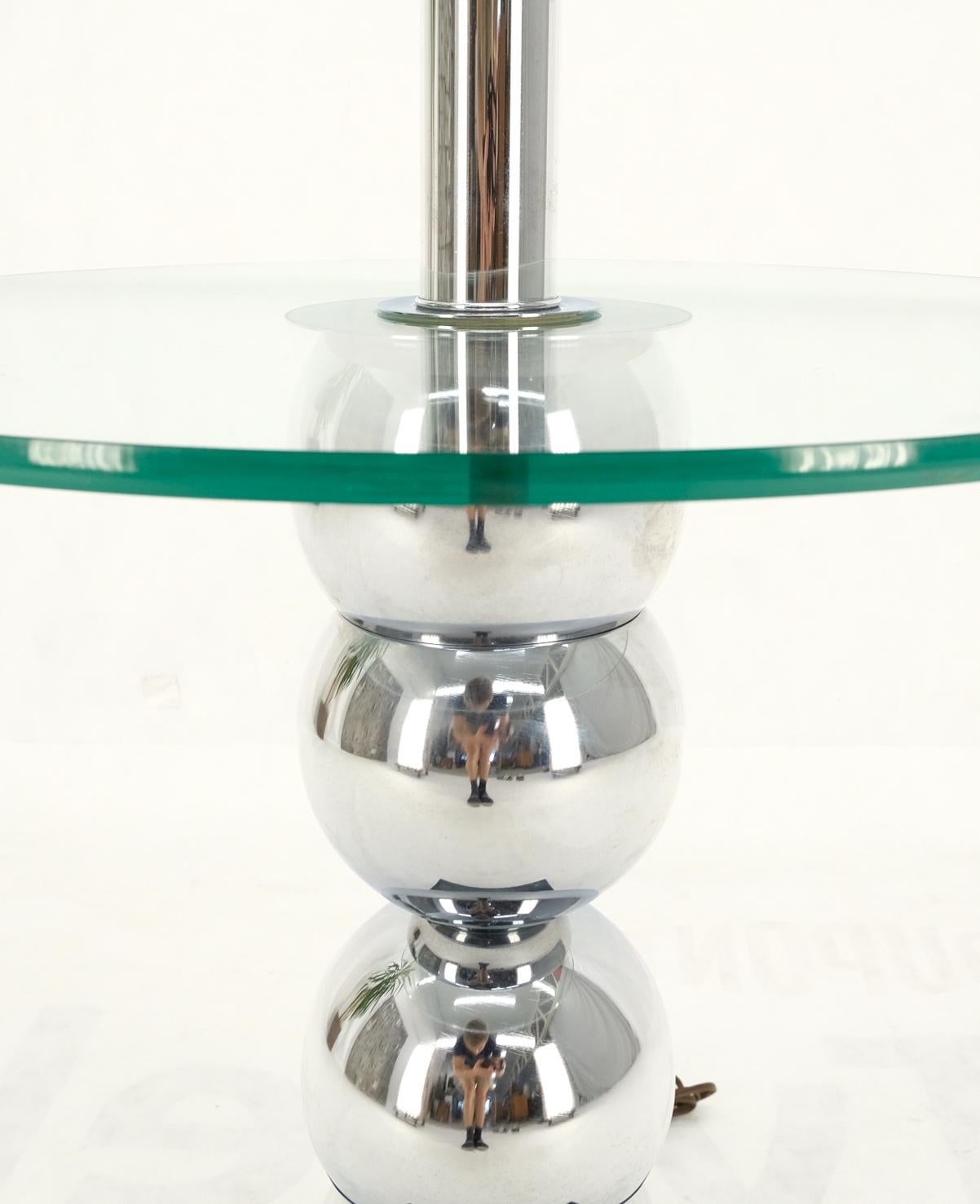 EstablishedLines Pancaked Chrome Spheres Base Glass Top End Table Floor Lamp Mid-Century Modern