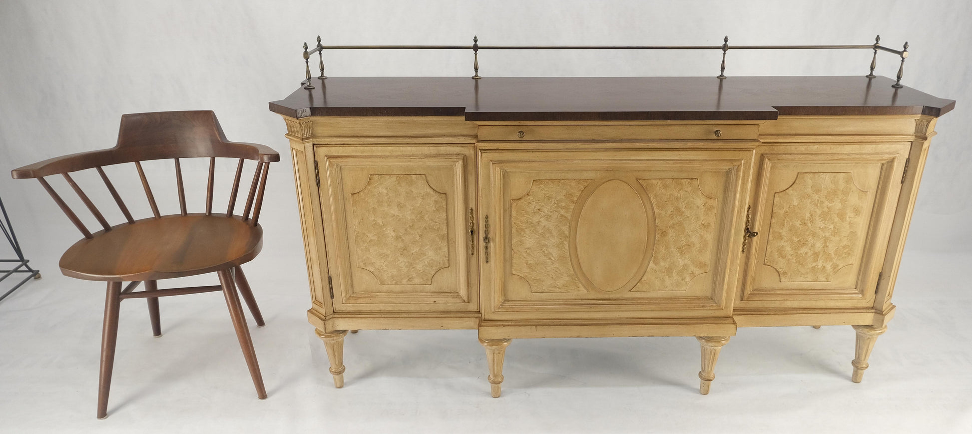 EstablishedLines Kargers Rosewood Brass Gallery Top Fitted Drawers Sideboard Buffet Credenza MINT
