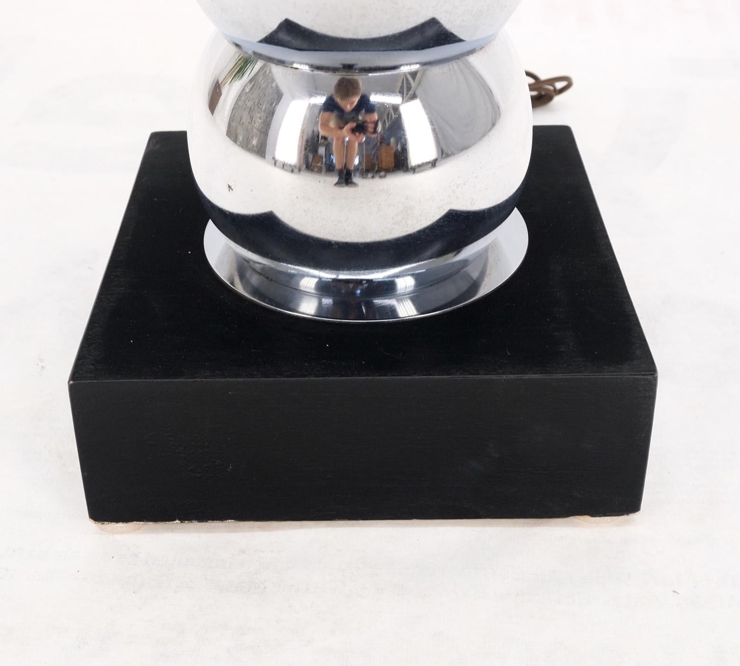 EstablishedLines Pancaked Chrome Spheres Base Glass Top End Table Floor Lamp Mid-Century Modern