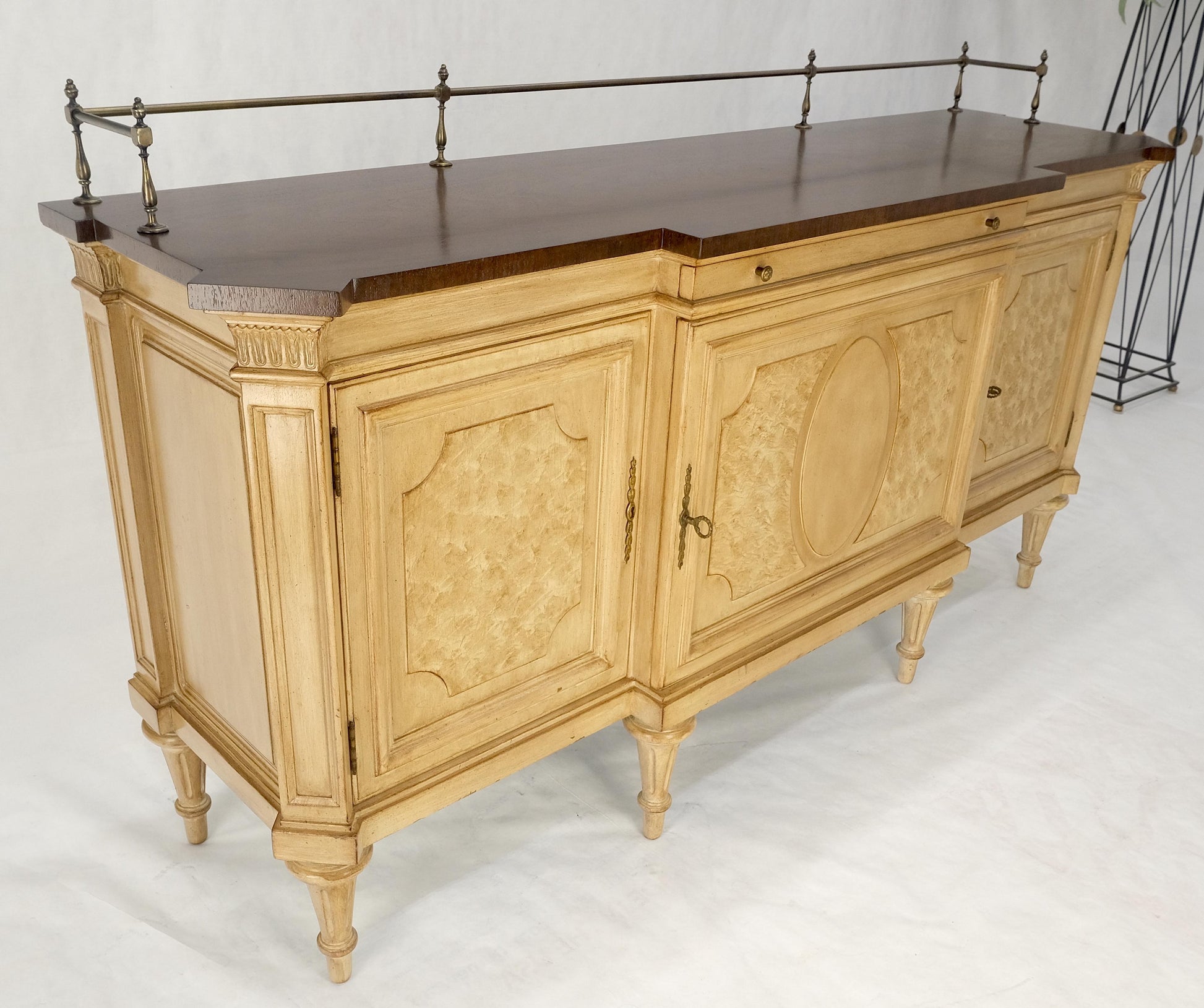 EstablishedLines Kargers Rosewood Brass Gallery Top Fitted Drawers Sideboard Buffet Credenza MINT
