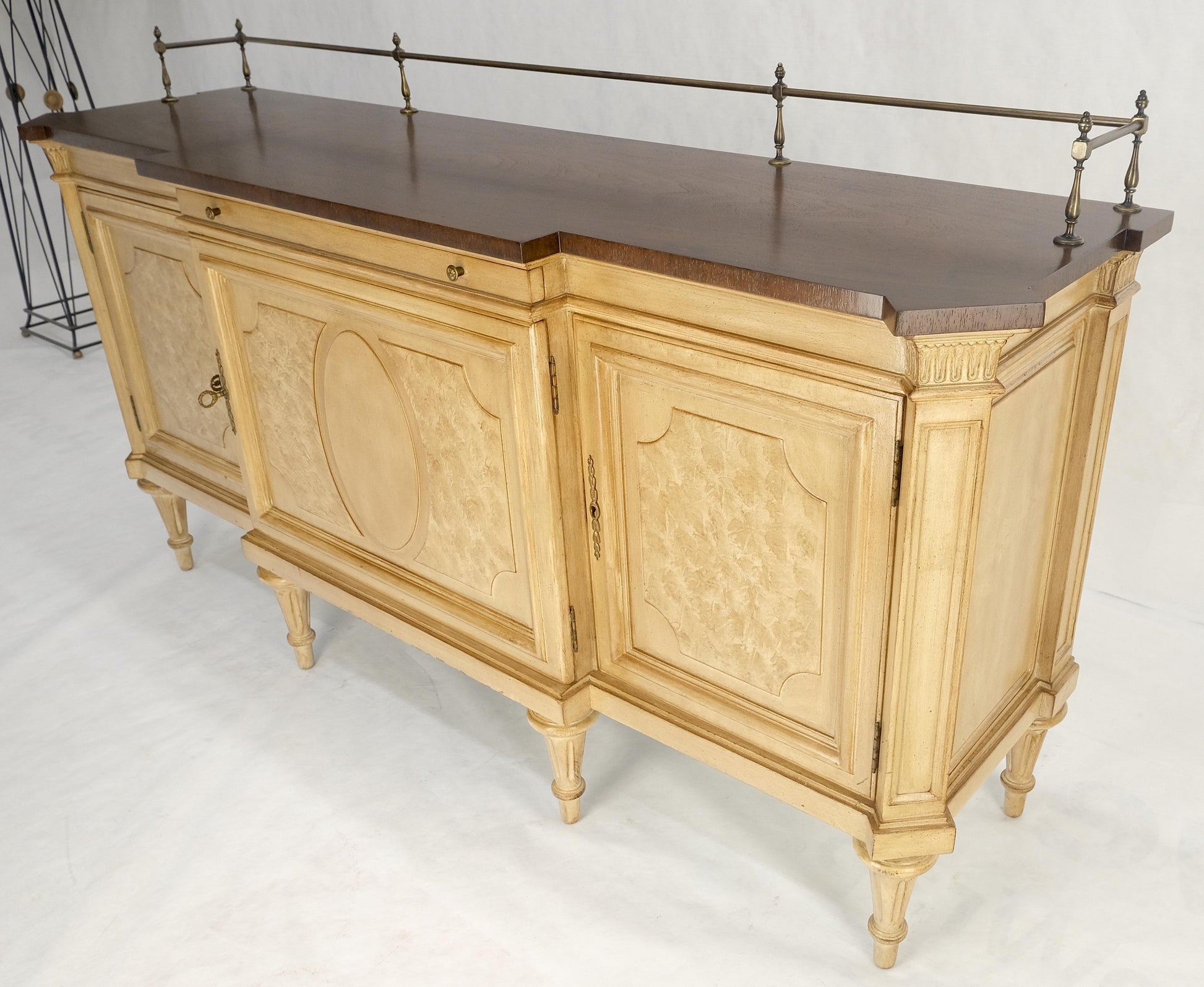 EstablishedLines Kargers Rosewood Brass Gallery Top Fitted Drawers Sideboard Buffet Credenza MINT