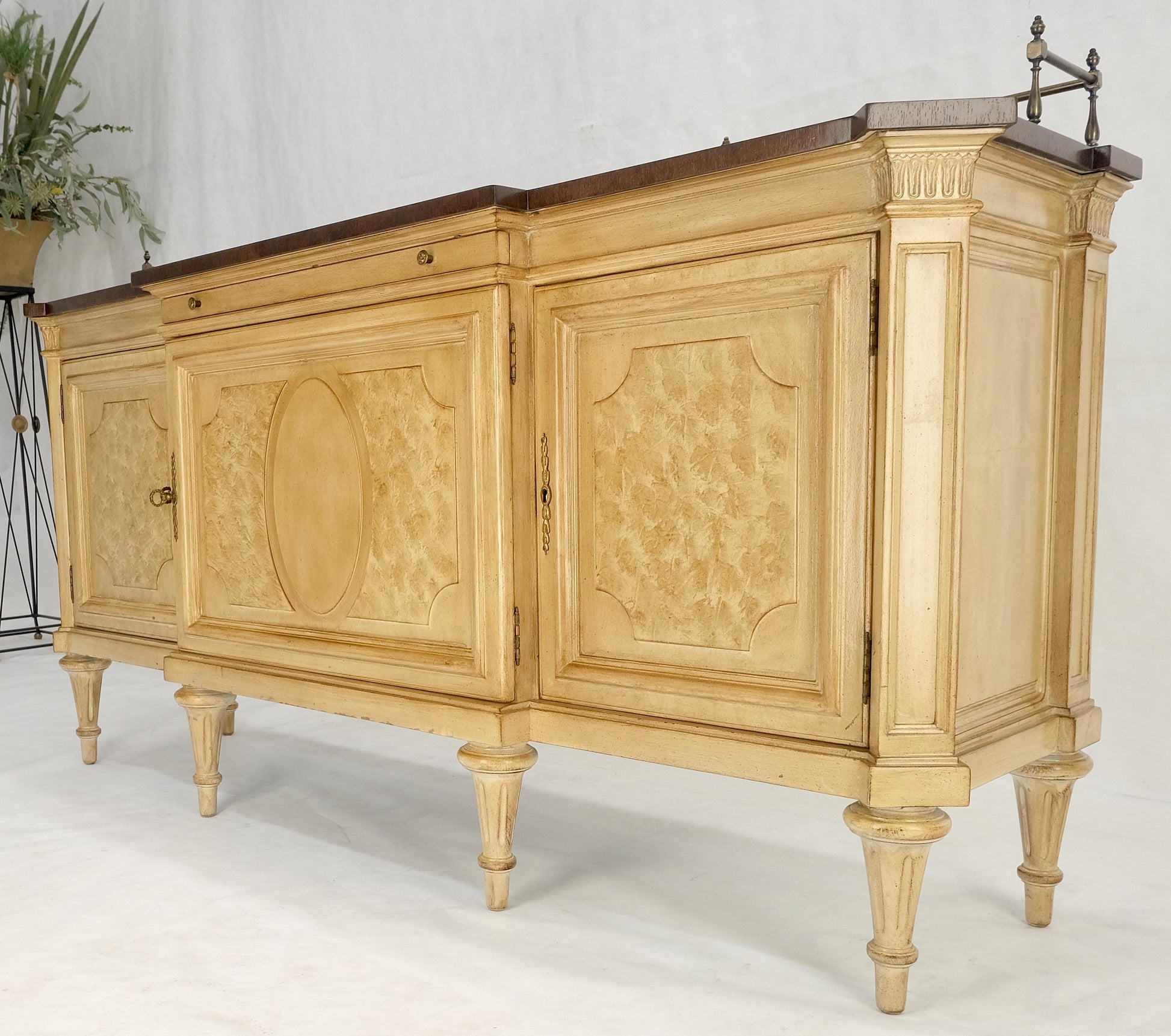 EstablishedLines Kargers Rosewood Brass Gallery Top Fitted Drawers Sideboard Buffet Credenza MINT