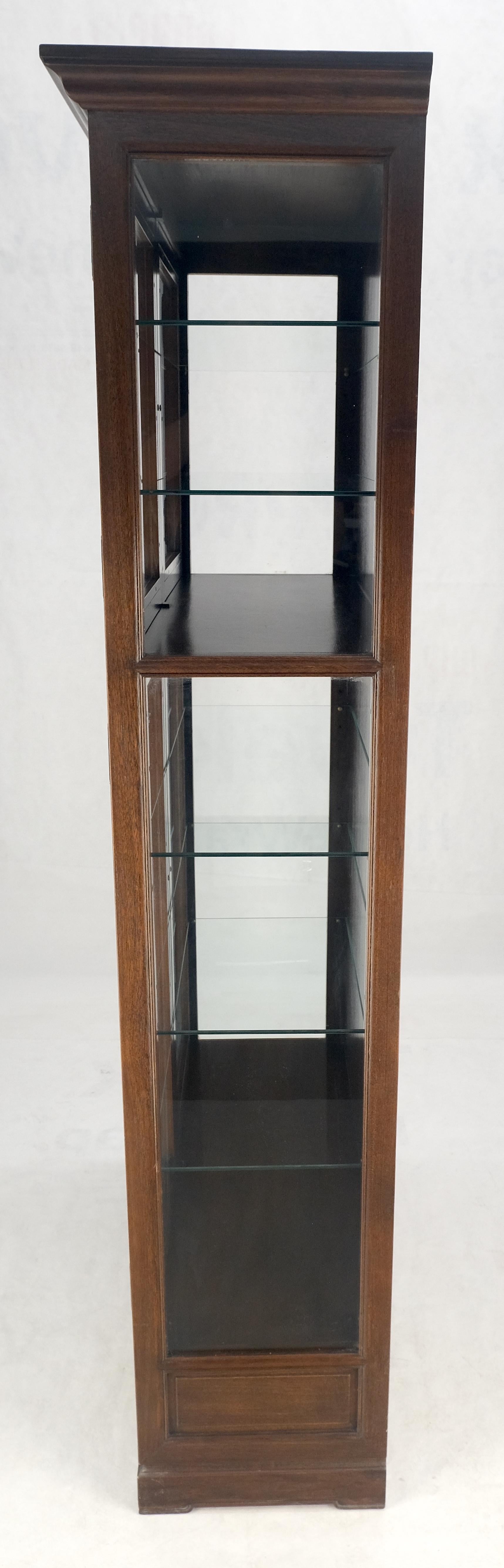 EstablishedLines 4 Doors Carved Teak 5 Shelves 2 Bottom Drawers 72" Tall Curio Cabinet Showcase