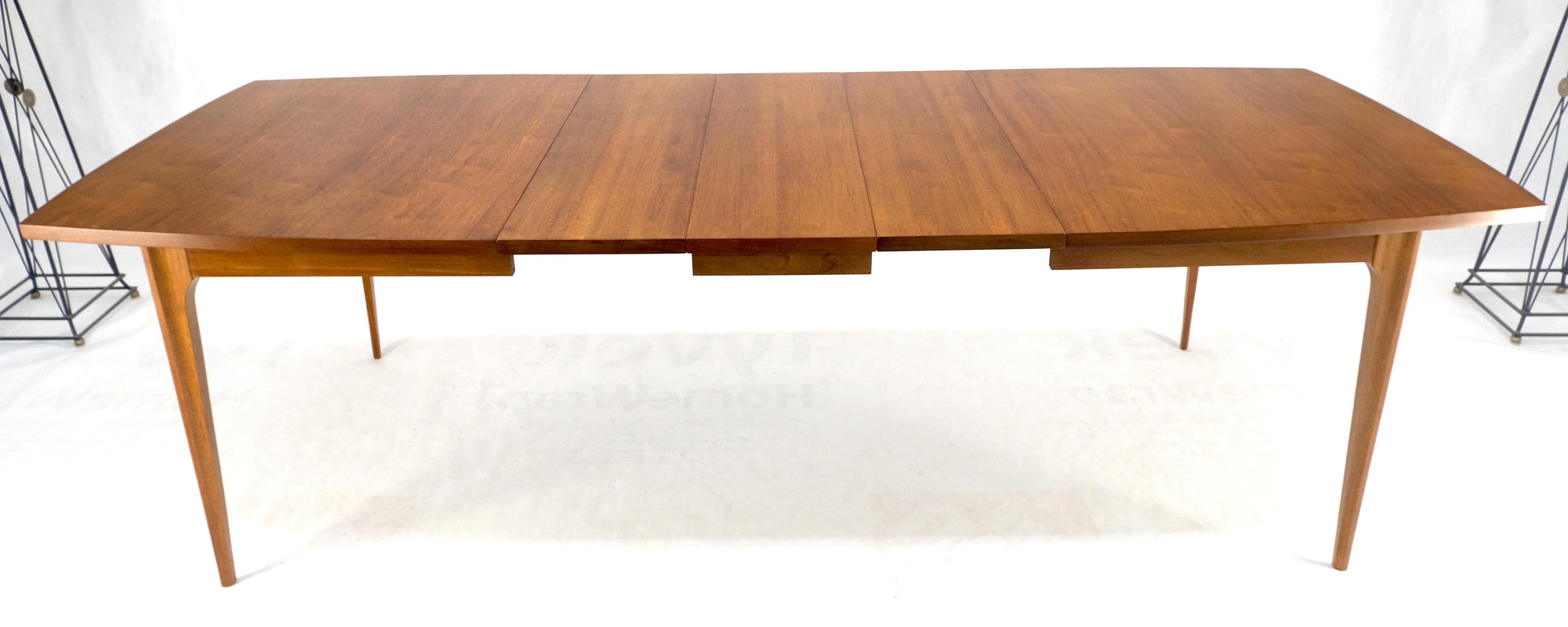 EstablishedLines Tapered Legs Walnut 3 Leaves Danish Mid Century 66" Long Dining Table MINT!