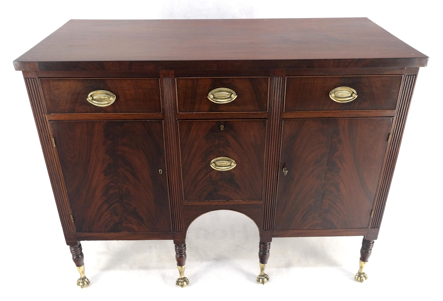 EstablishedLines Antique c1880s Solid Mahogany Top Brass Ball & Claw Feet Sideboards Buffet MINT