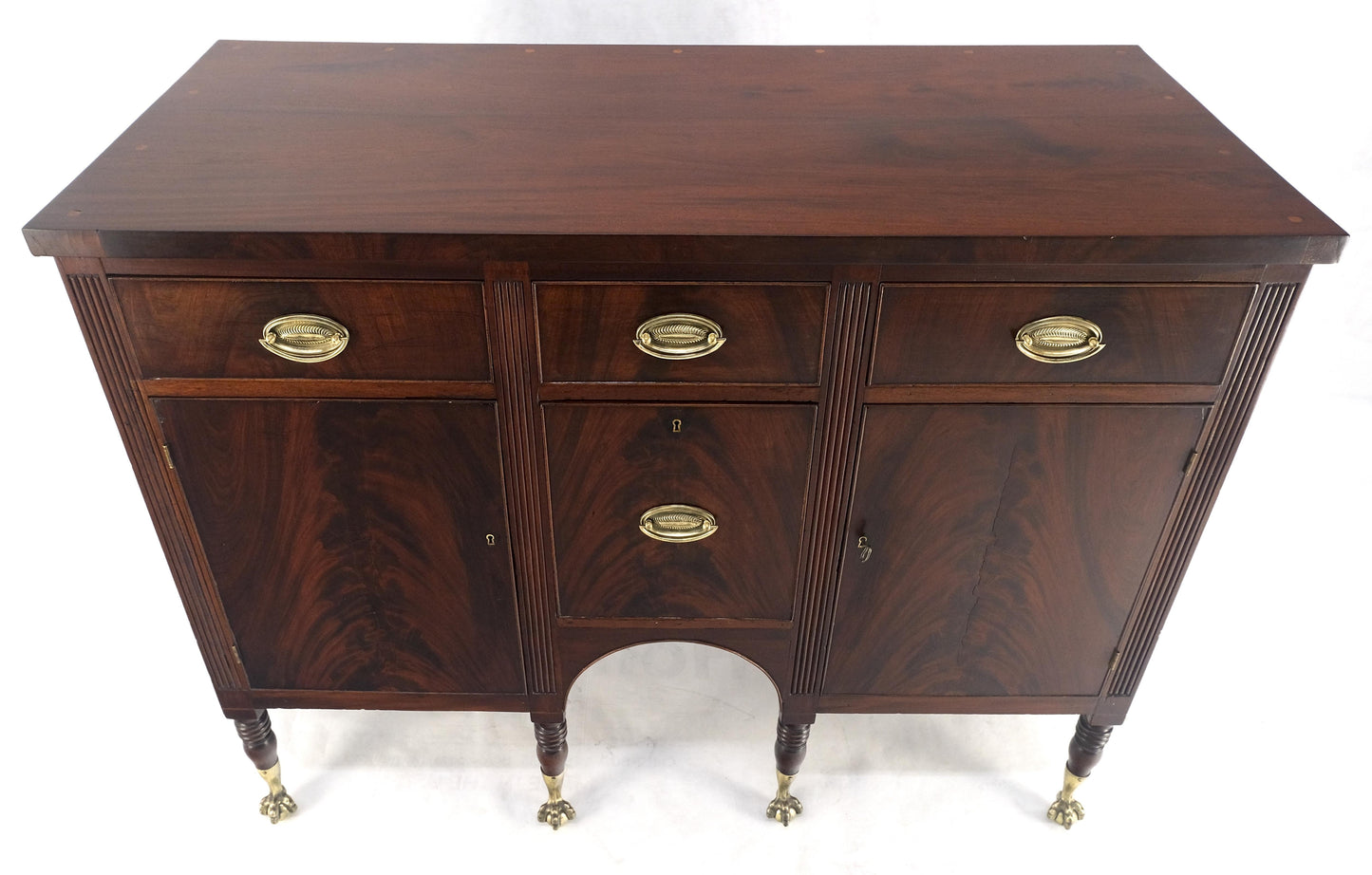 EstablishedLines Antique c1880s Solid Mahogany Top Brass Ball & Claw Feet Sideboards Buffet MINT