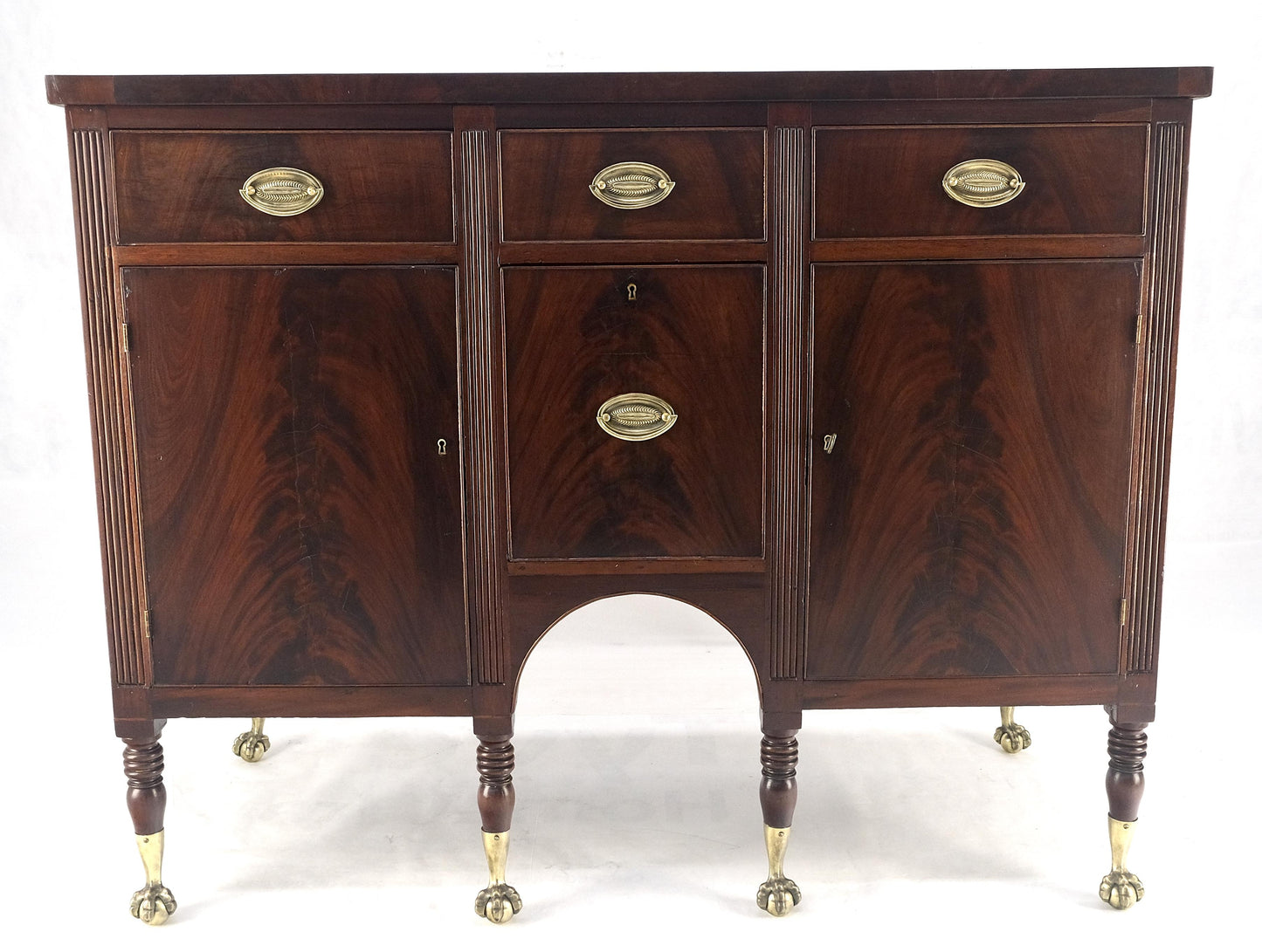 EstablishedLines Antique c1880s Solid Mahogany Top Brass Ball & Claw Feet Sideboards Buffet MINT