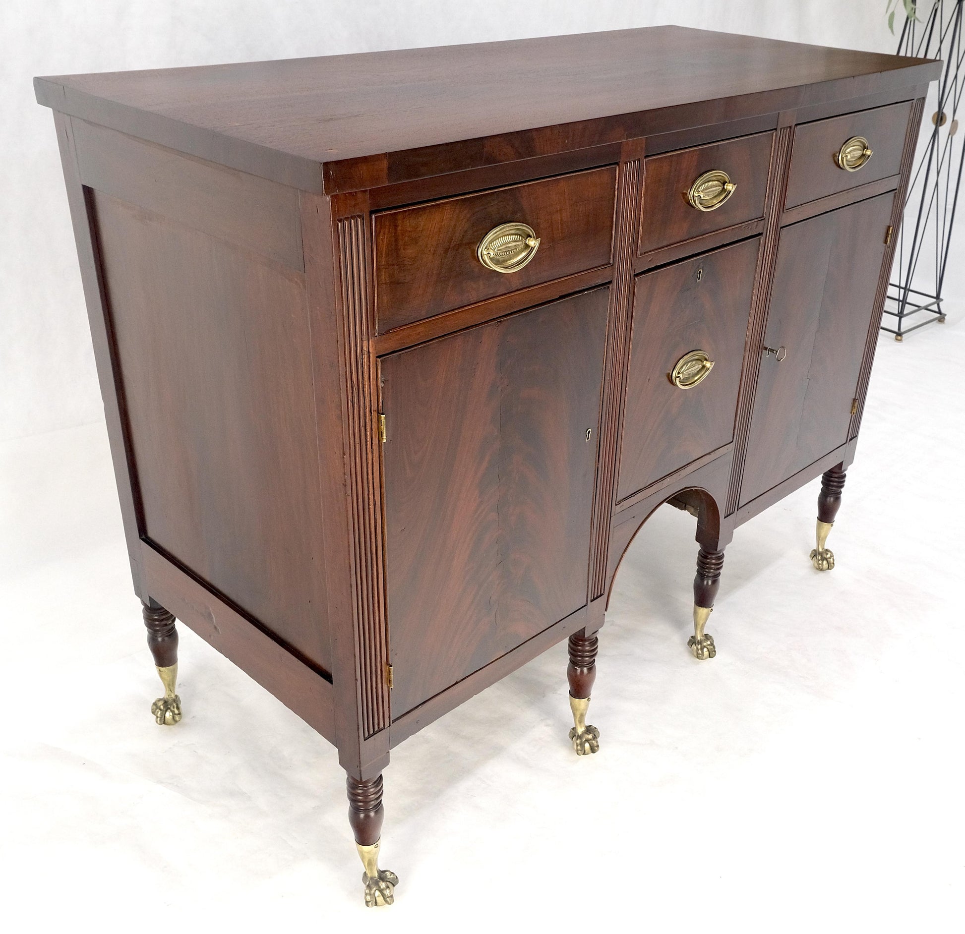 EstablishedLines Antique c1880s Solid Mahogany Top Brass Ball & Claw Feet Sideboards Buffet MINT