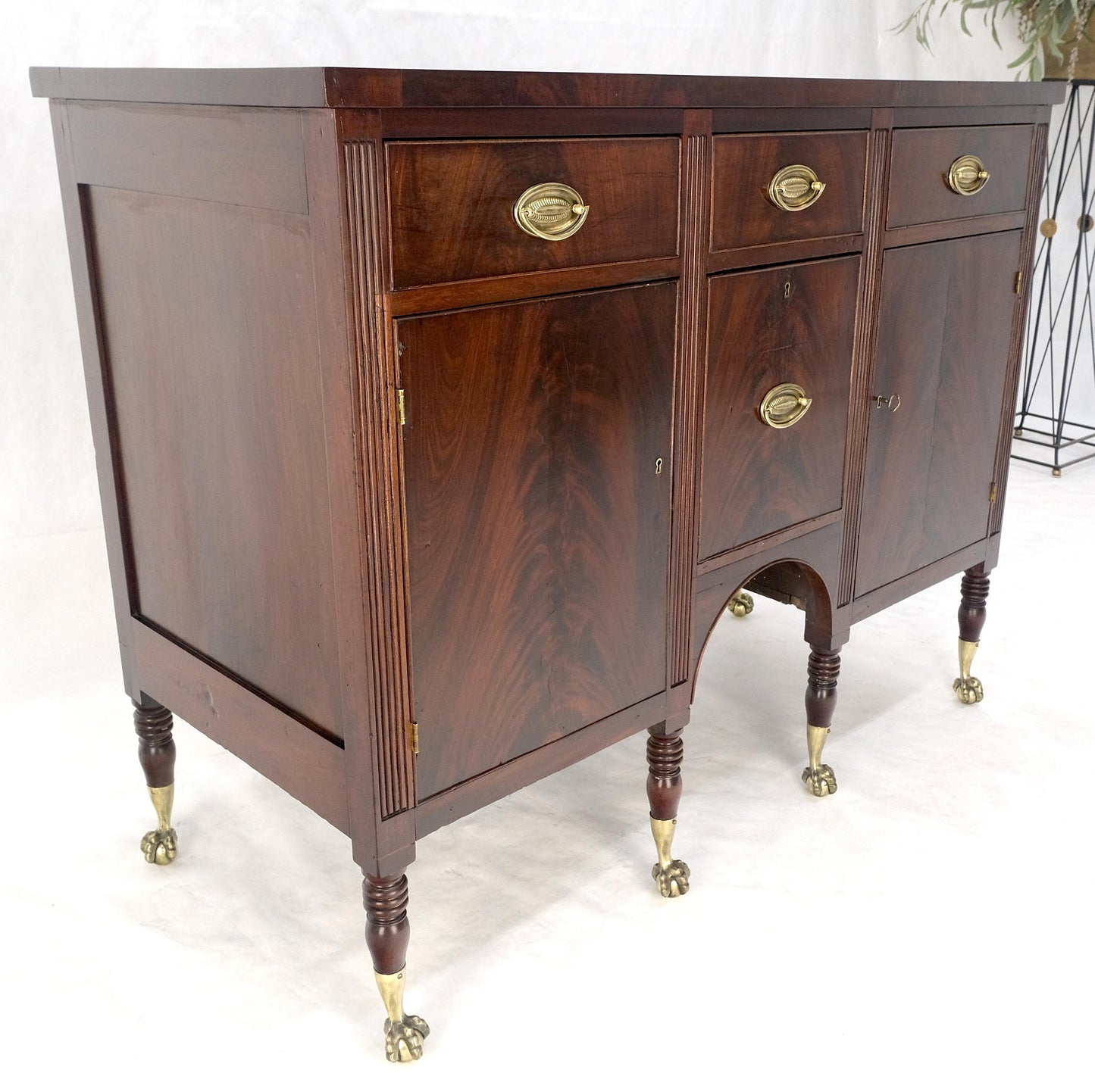 EstablishedLines Antique c1880s Solid Mahogany Top Brass Ball & Claw Feet Sideboards Buffet MINT