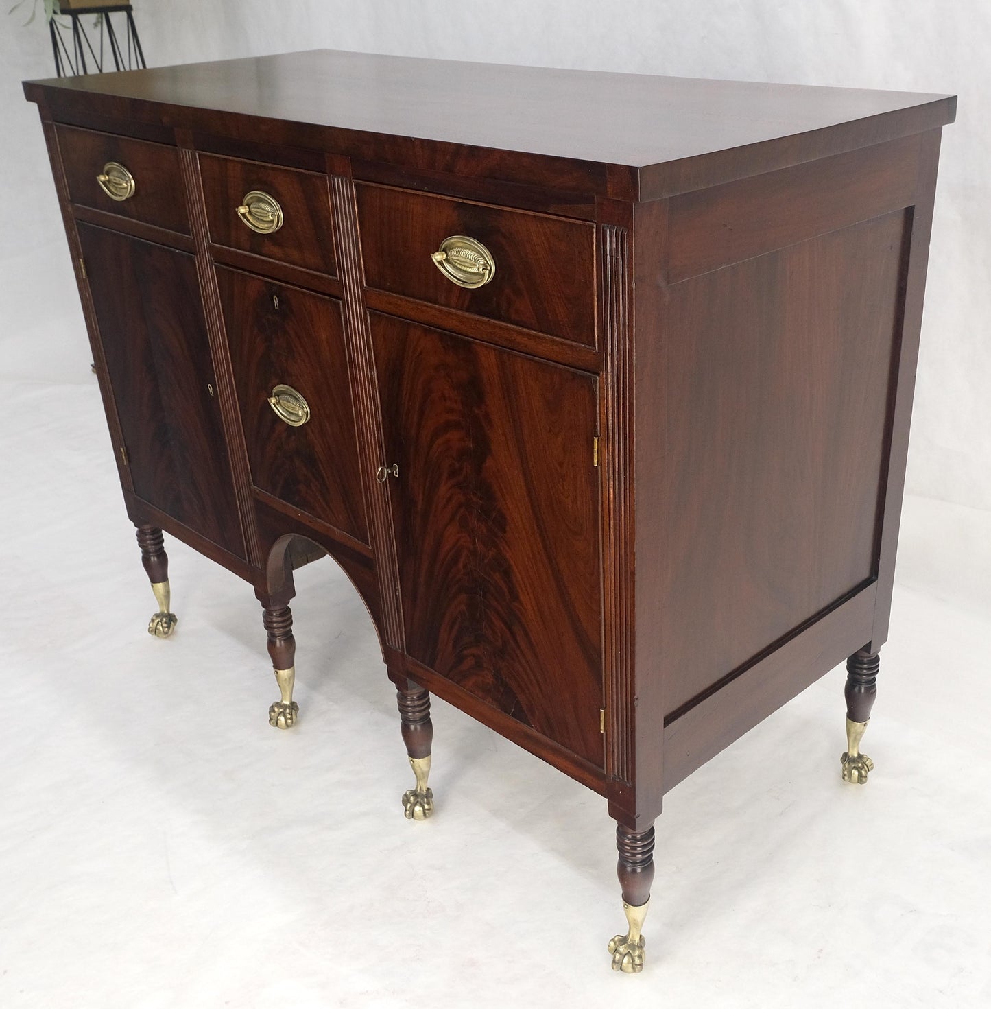 EstablishedLines Antique c1880s Solid Mahogany Top Brass Ball & Claw Feet Sideboards Buffet MINT