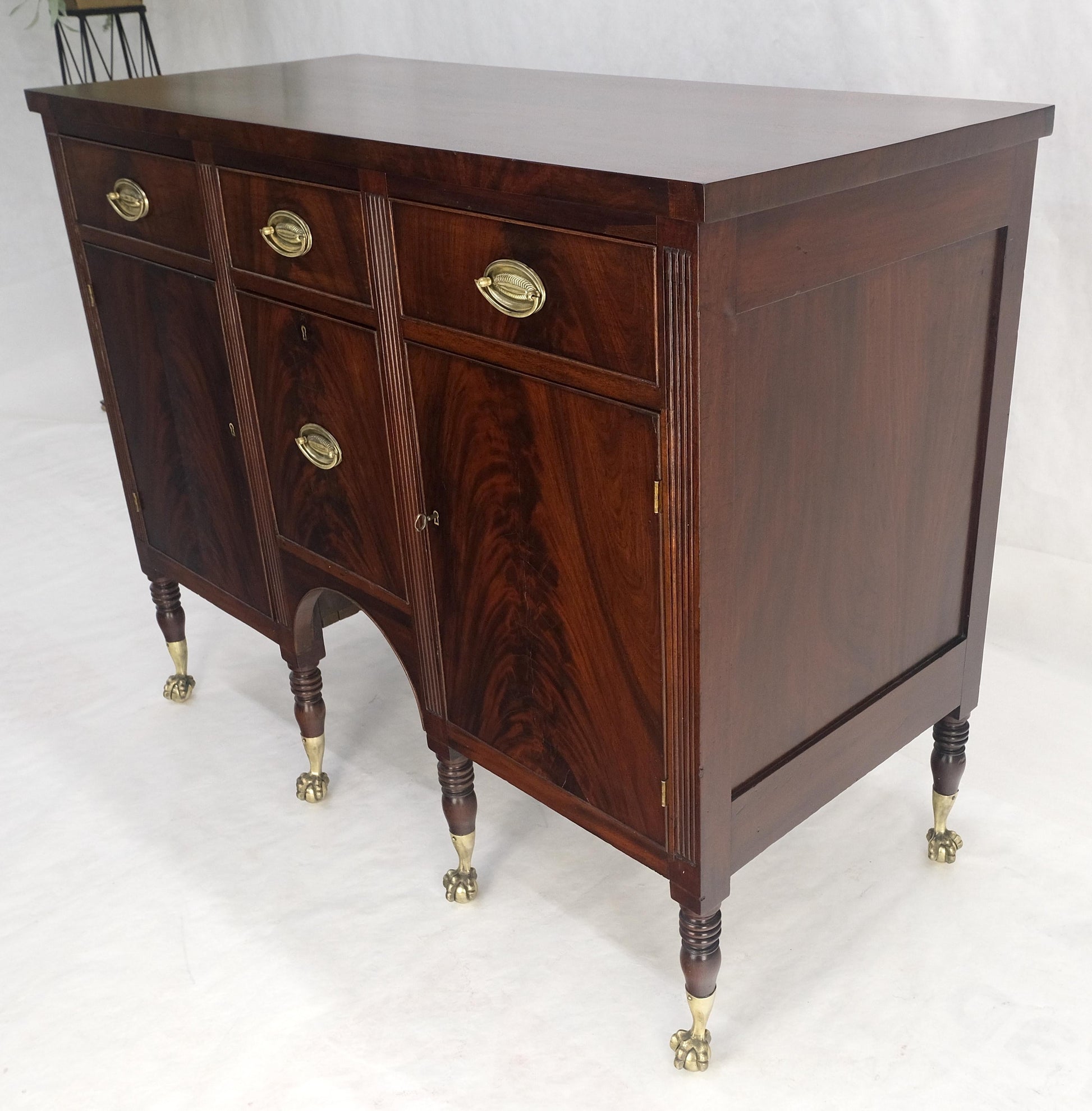 EstablishedLines Antique c1880s Solid Mahogany Top Brass Ball & Claw Feet Sideboards Buffet MINT