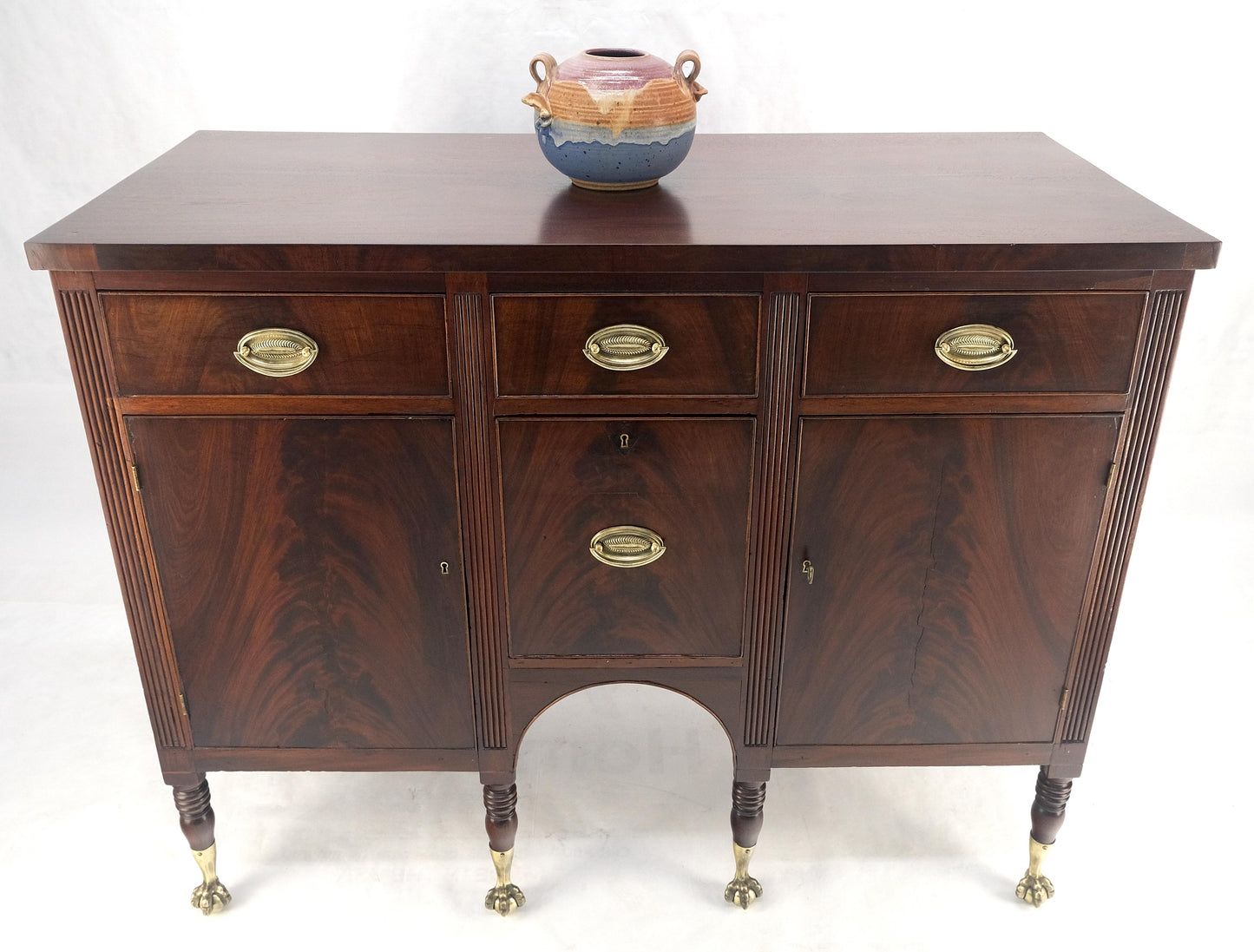 EstablishedLines Antique c1880s Solid Mahogany Top Brass Ball & Claw Feet Sideboards Buffet MINT