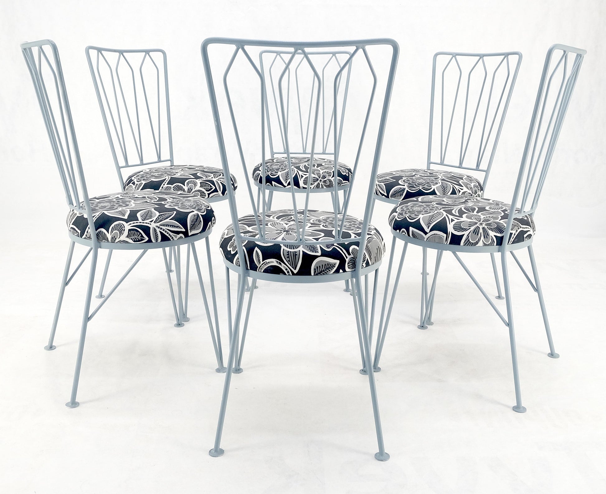 EstablishedLines Set 6 Redone Woodard Mid Century Modern Steel Dining Chairs New Upholstery MINT