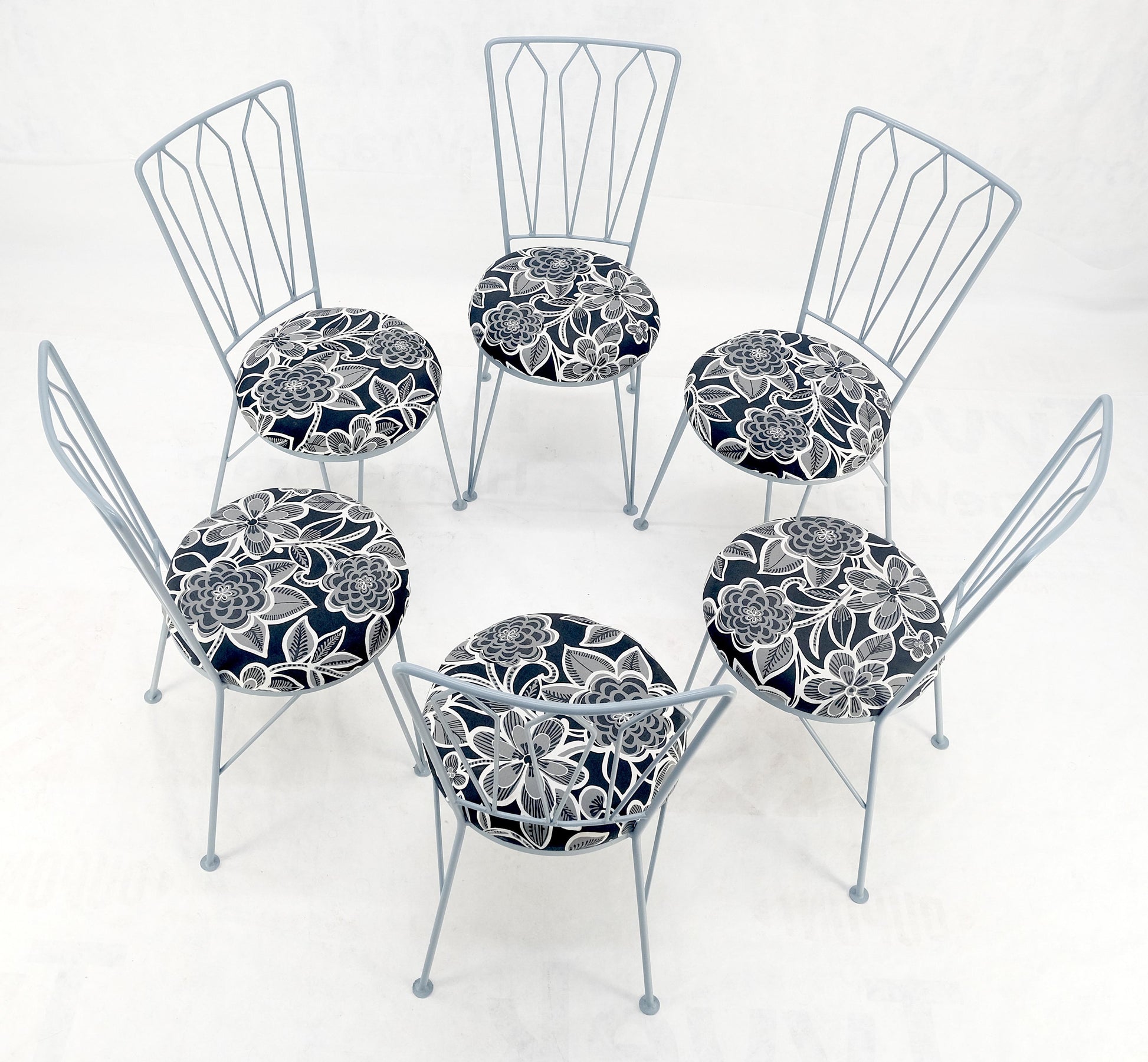 EstablishedLines Set 6 Redone Woodard Mid Century Modern Steel Dining Chairs New Upholstery MINT